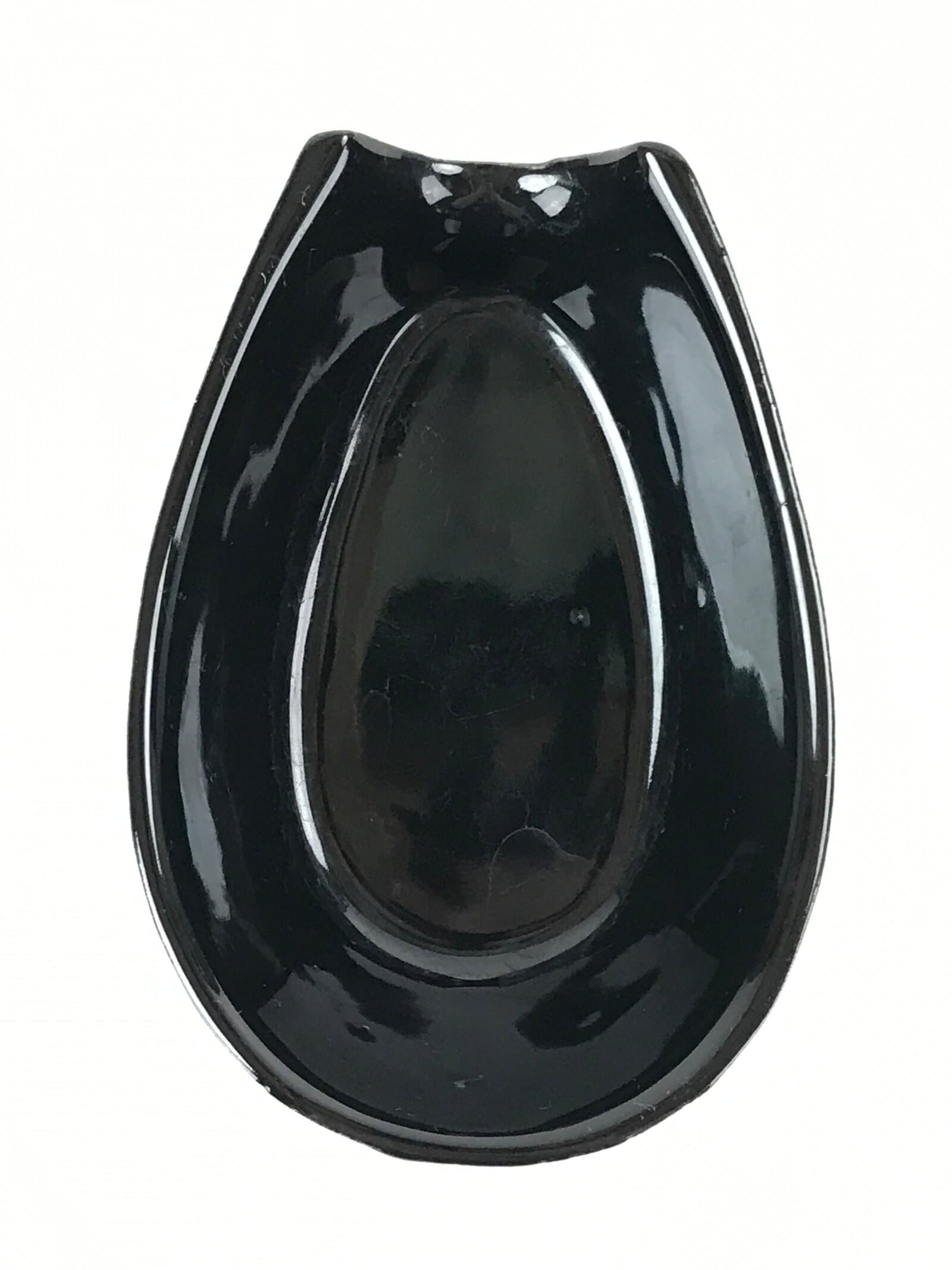 Japanese Ceramic Large Spoon W/ Stand Vtg Ramen Noodle Soup White Black PY558