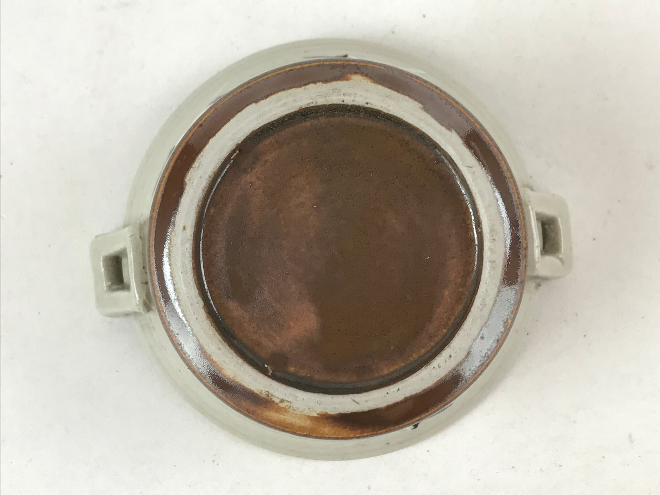 Japanese Ceramic Lidded Bowl Vtg Small Chawanmushi Cup Tsuru Crane Brown PY509