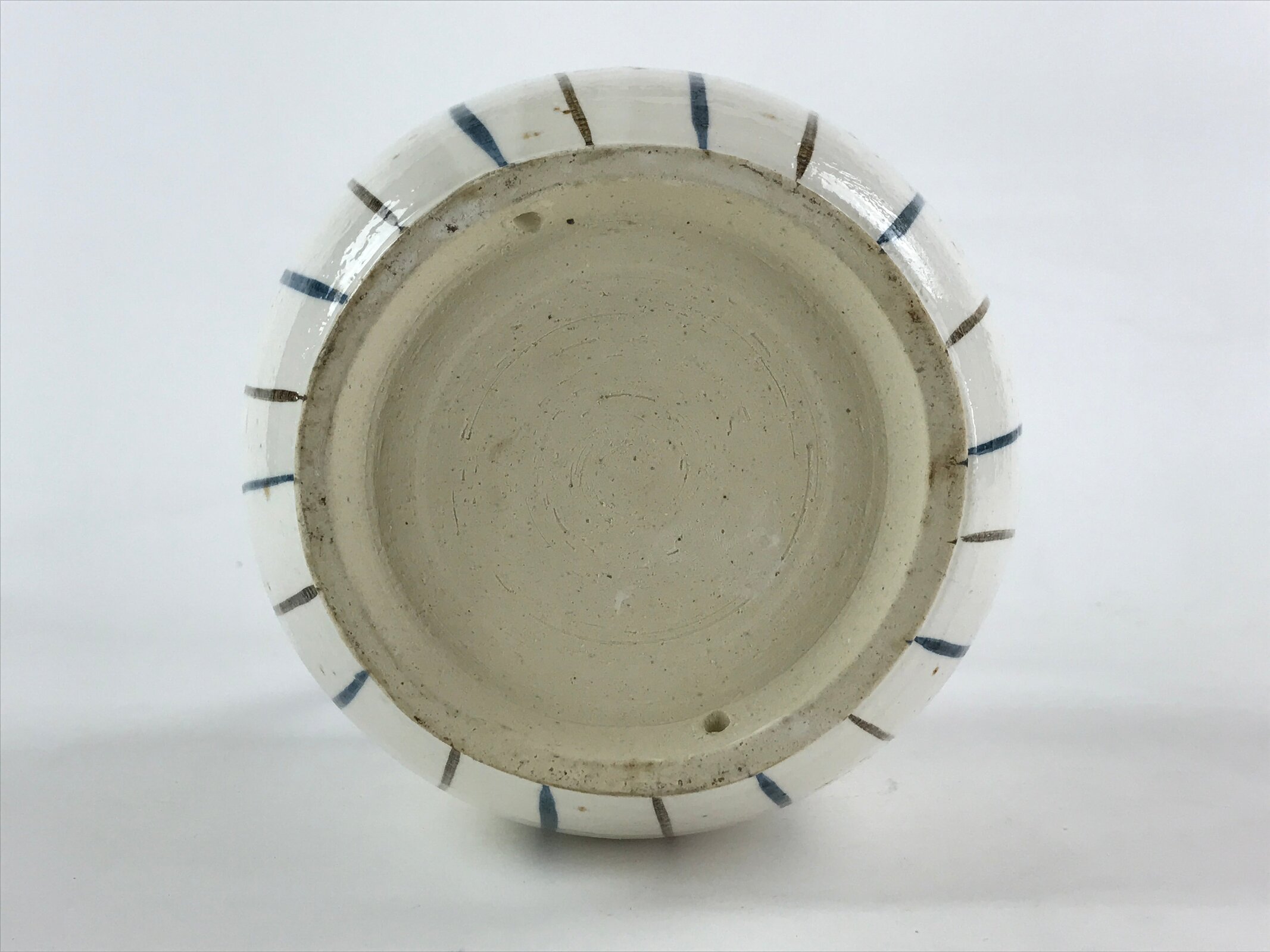 Japanese Ceramic Lidded Jar Handle Tsubo Iremono Vtg Pottery White PY451