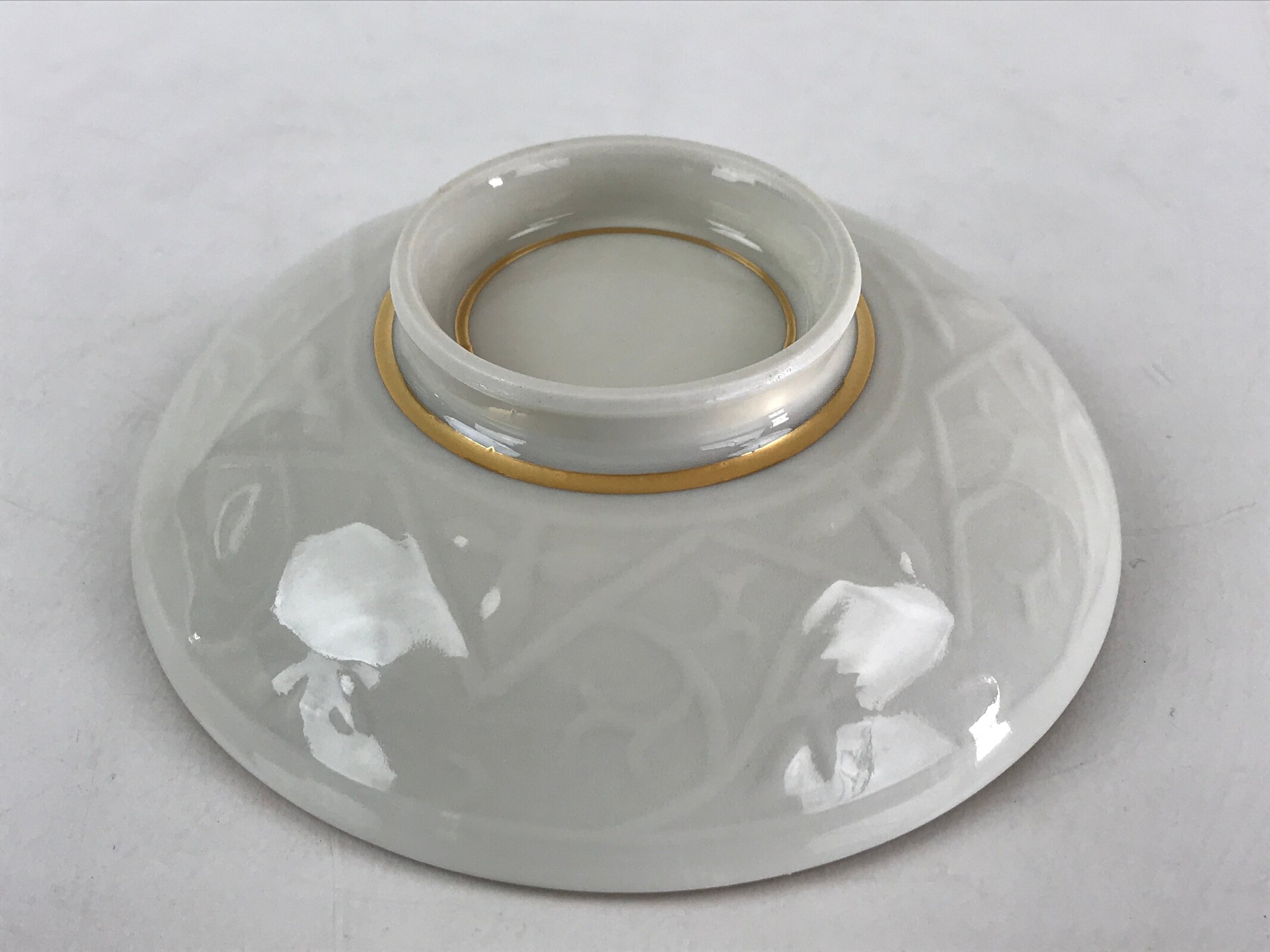 Japanese Ceramic Lidded Rice Bowl White Chawan Vtg Pottery Handmade Flower PY278