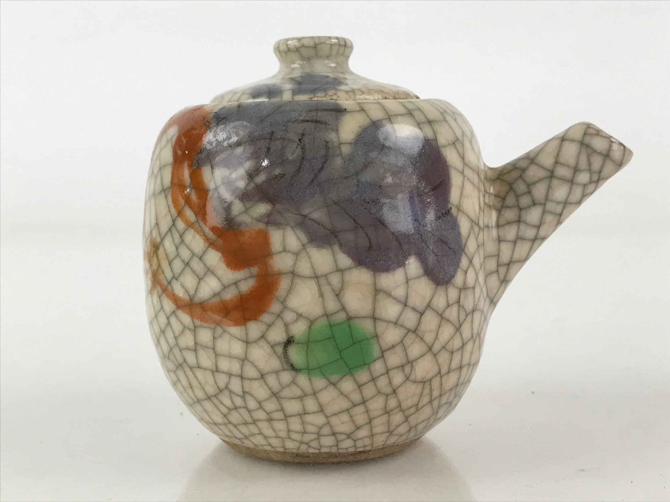 Japanese Ceramic Lidded Sauce Dispenser Liquid Container Vtg Pottery Kannyu PY2