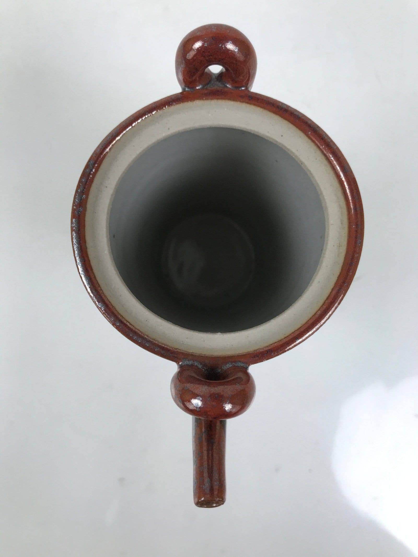 Japanese Ceramic Lidded Teapot Vtg Tall Small Pot Green Brown Black Decor Y409