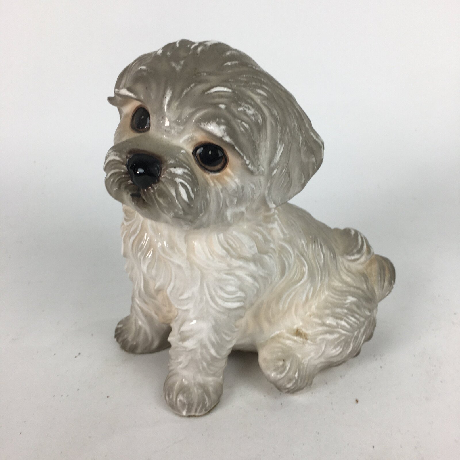 Japanese Ceramic Maltese Dog Ornament Vtg Pottery White Inu Okimono BD658