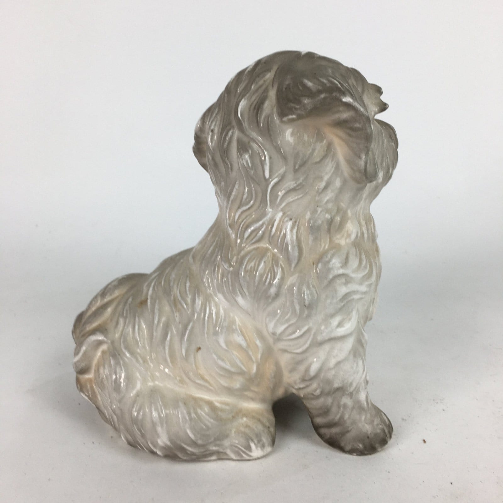 Japanese Ceramic Maltese Dog Ornament Vtg Pottery White Inu Okimono BD658