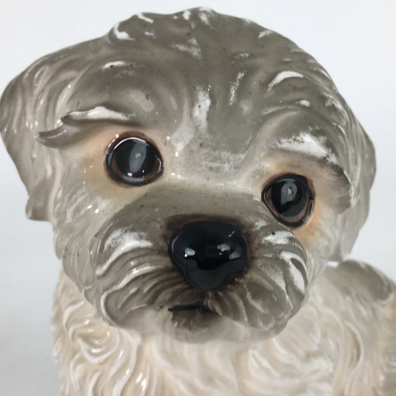 Japanese Ceramic Maltese Dog Ornament Vtg Pottery White Inu Okimono BD658