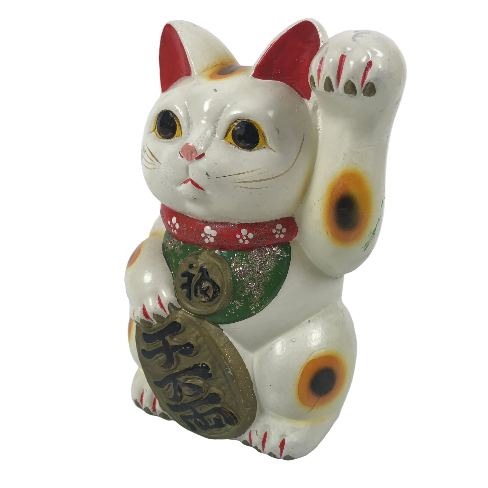 Japanese Ceramic Maneki Neko Cat Piggy Bank Vtg Chokin Bako White Welcome ST88