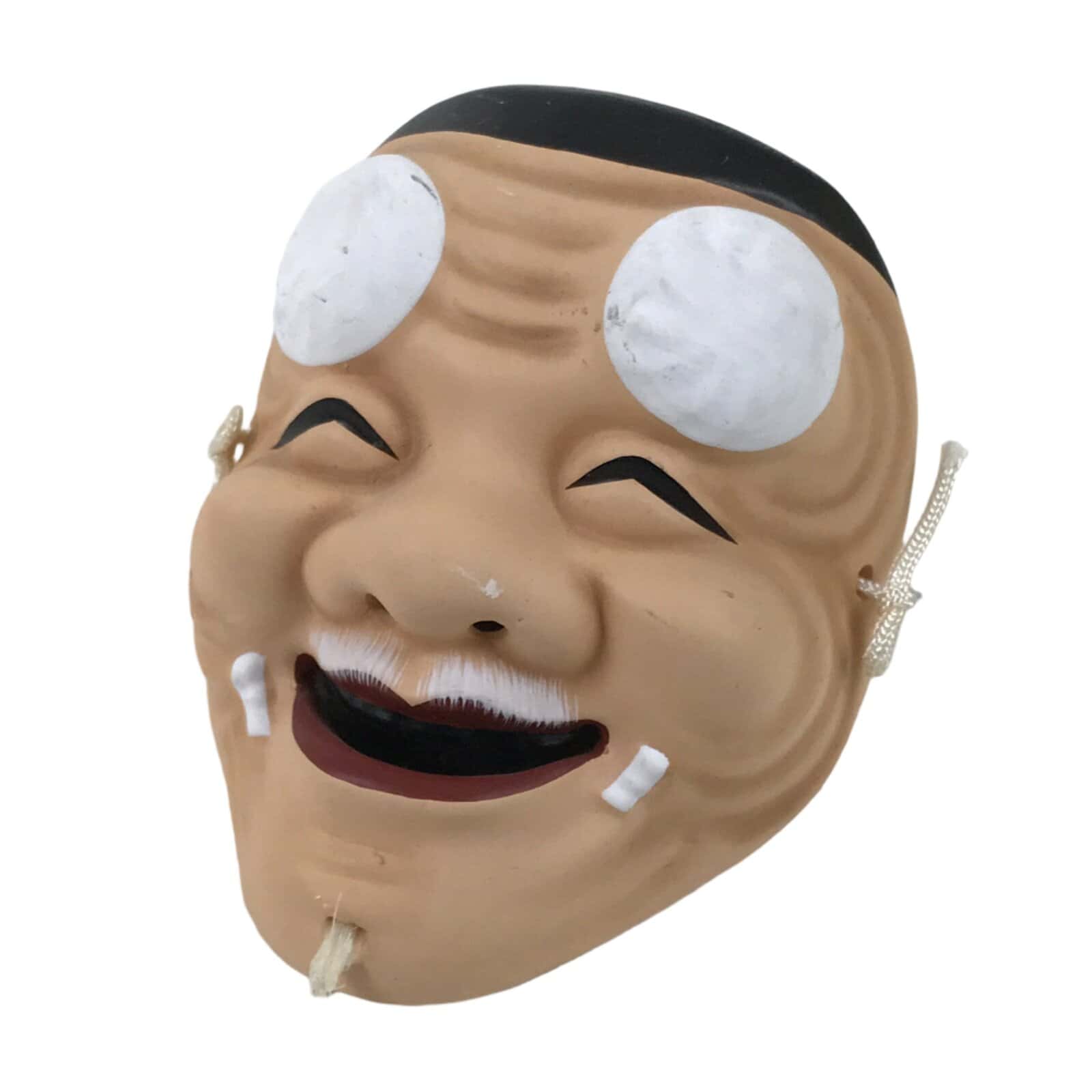 Japanese Ceramic Miniature Noh Mask Okina Vtg Old Man Nohmen Kagura Dance OM64