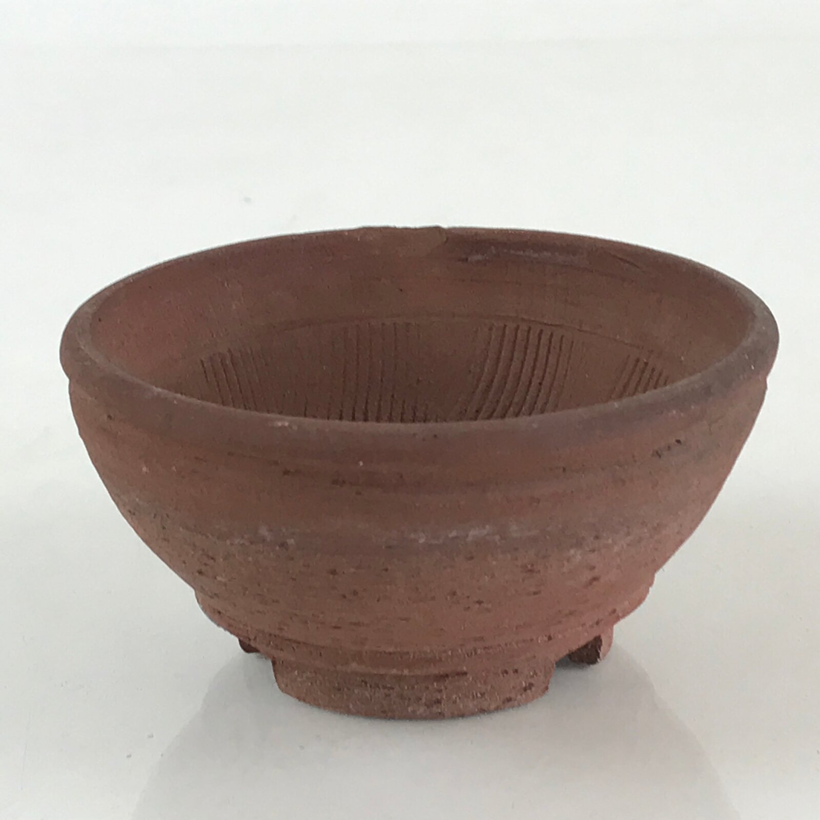 Japanese Ceramic Mortar With Hole Wasabi Ginger Spices Vtg Flower Pot Brown PY26
