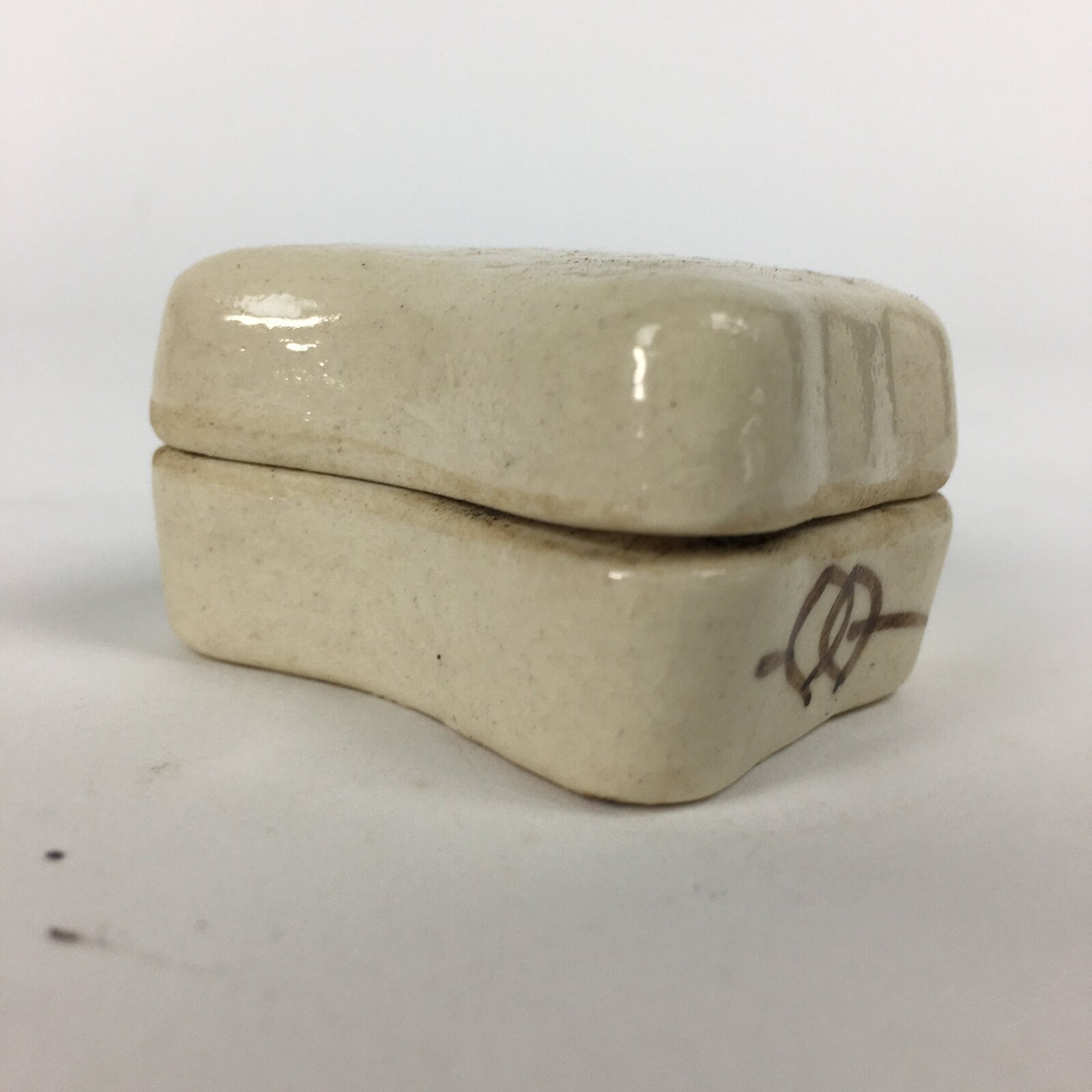 Japanese Ceramic Oribe Ware Incense Container Kogo Vtg Tea Ceremony PP871