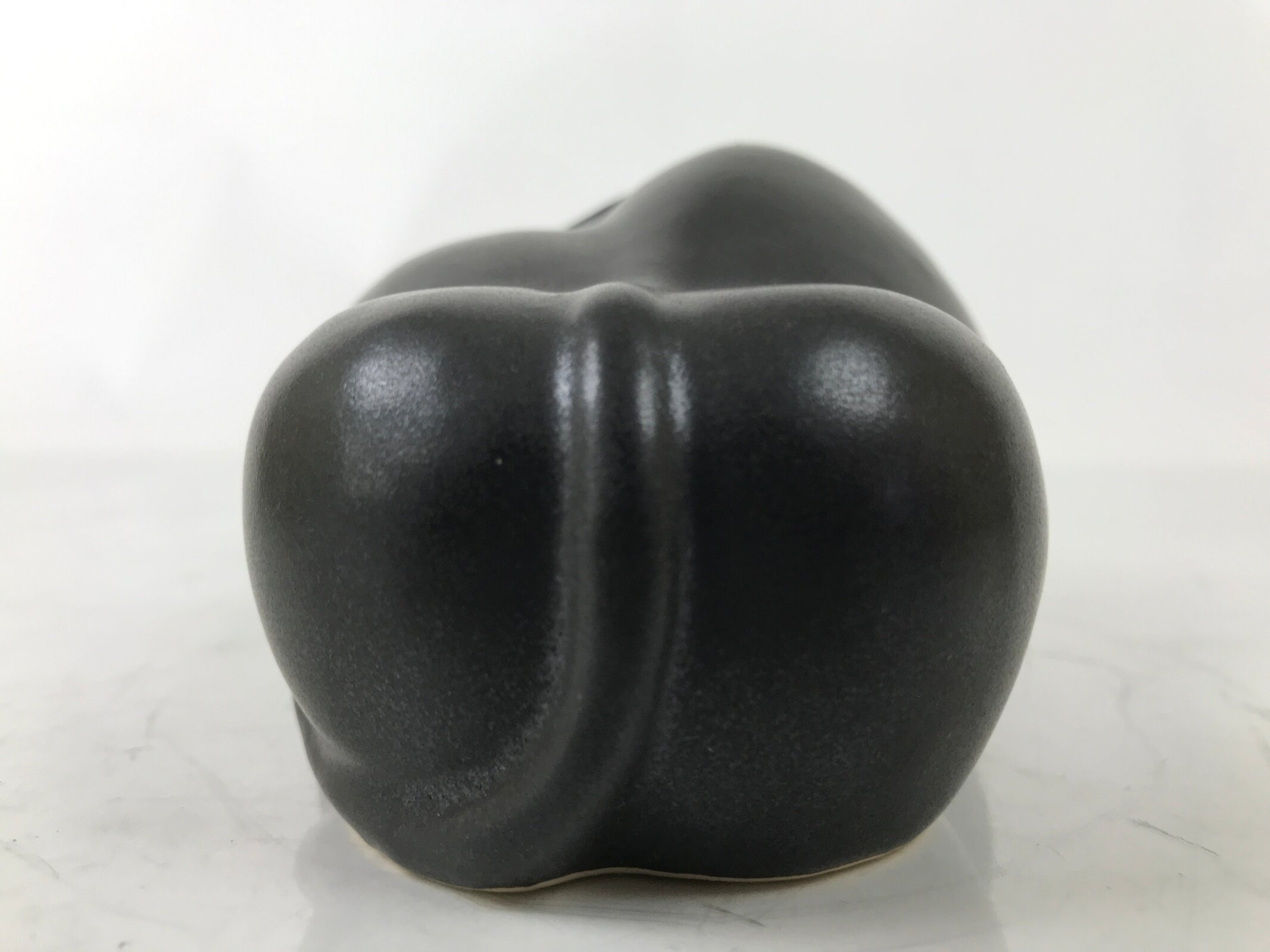 Japanese Ceramic Ox Figurine Vtg Black Ushi Zodiac Decoration W/ Wood Box PX769