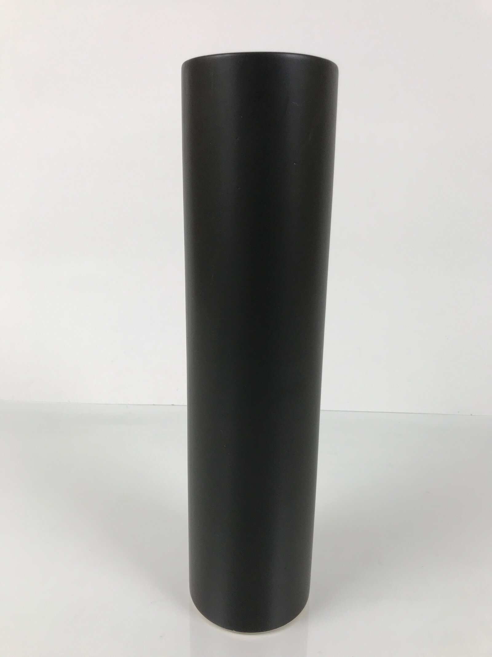 Japanese Ceramic Pottery Flower Vase Ikebana Kabin Slender Cylinder Black FK211
