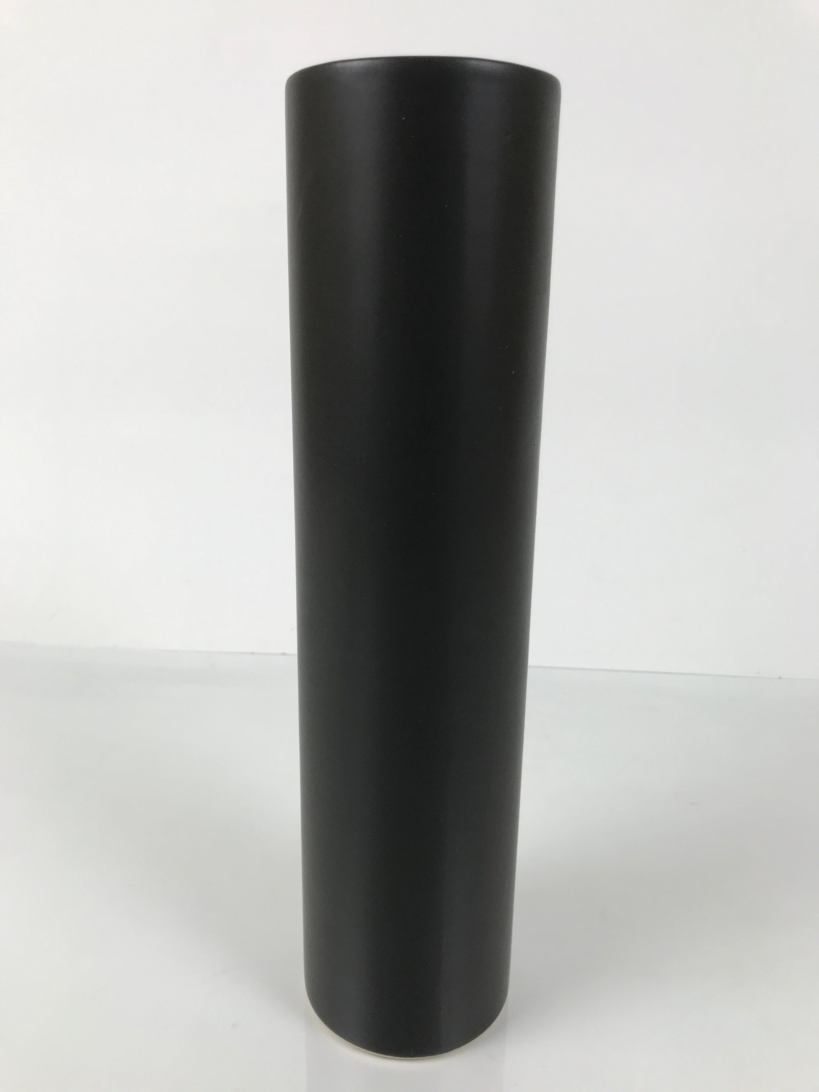 Japanese Ceramic Pottery Flower Vase Ikebana Kabin Slender Cylinder Black FK211