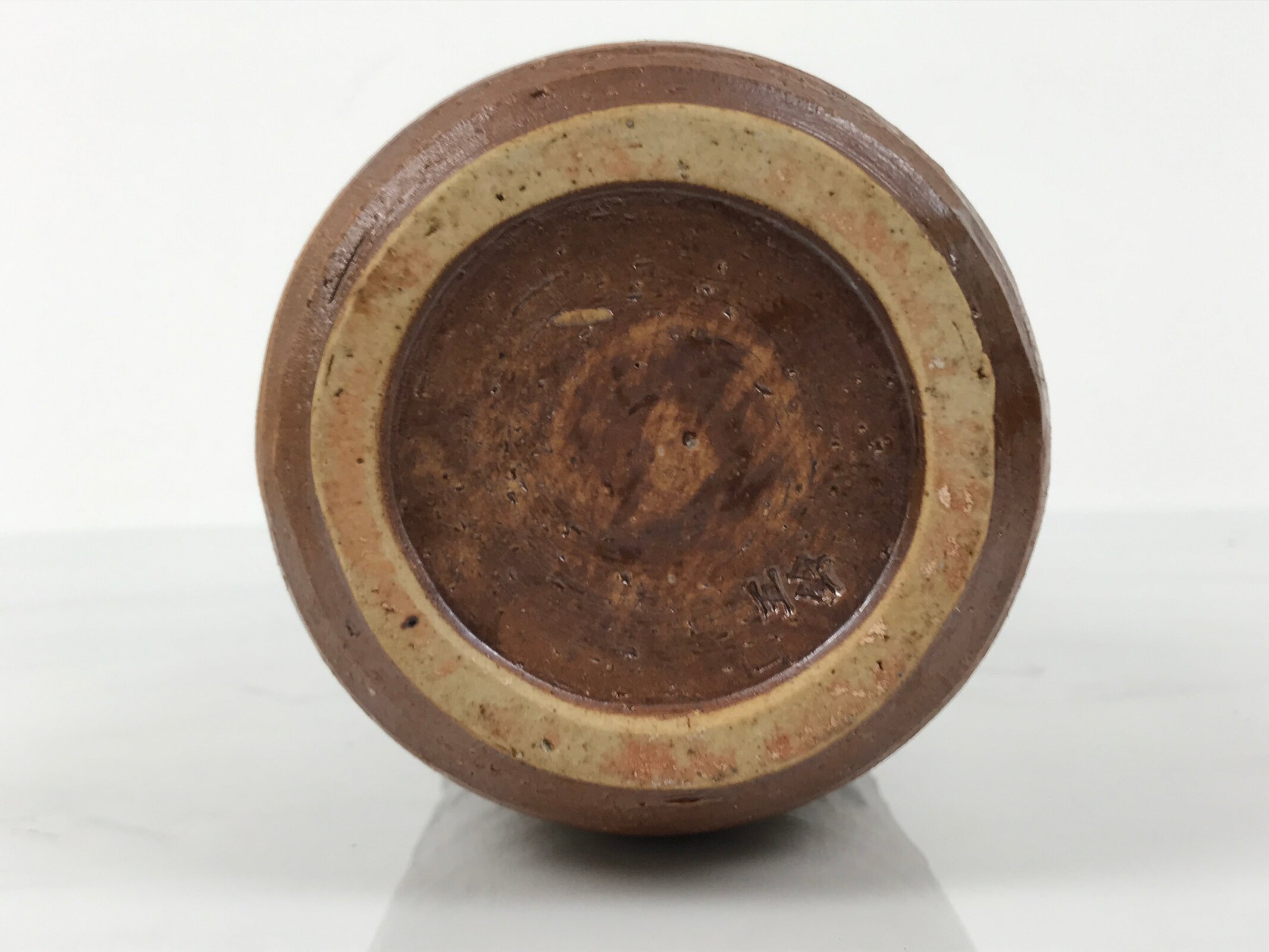 Japanese Ceramic Pottery Flower Vase Vtg Ikebana Arrangement Kabin Green FK203