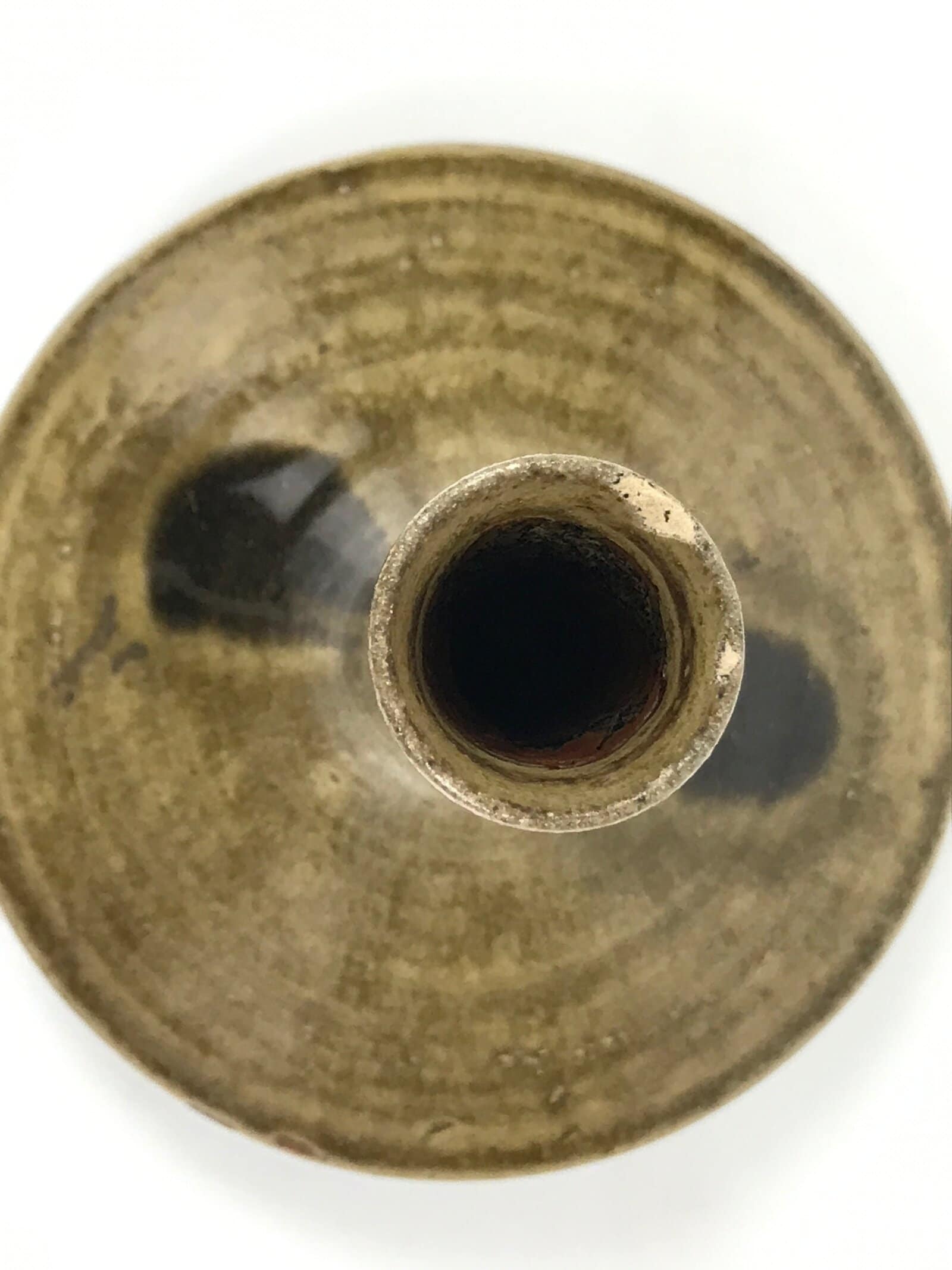 Japanese Ceramic Pottery Flower Vase Vtg Ikebana Kabin Slender Neck Brown FK206