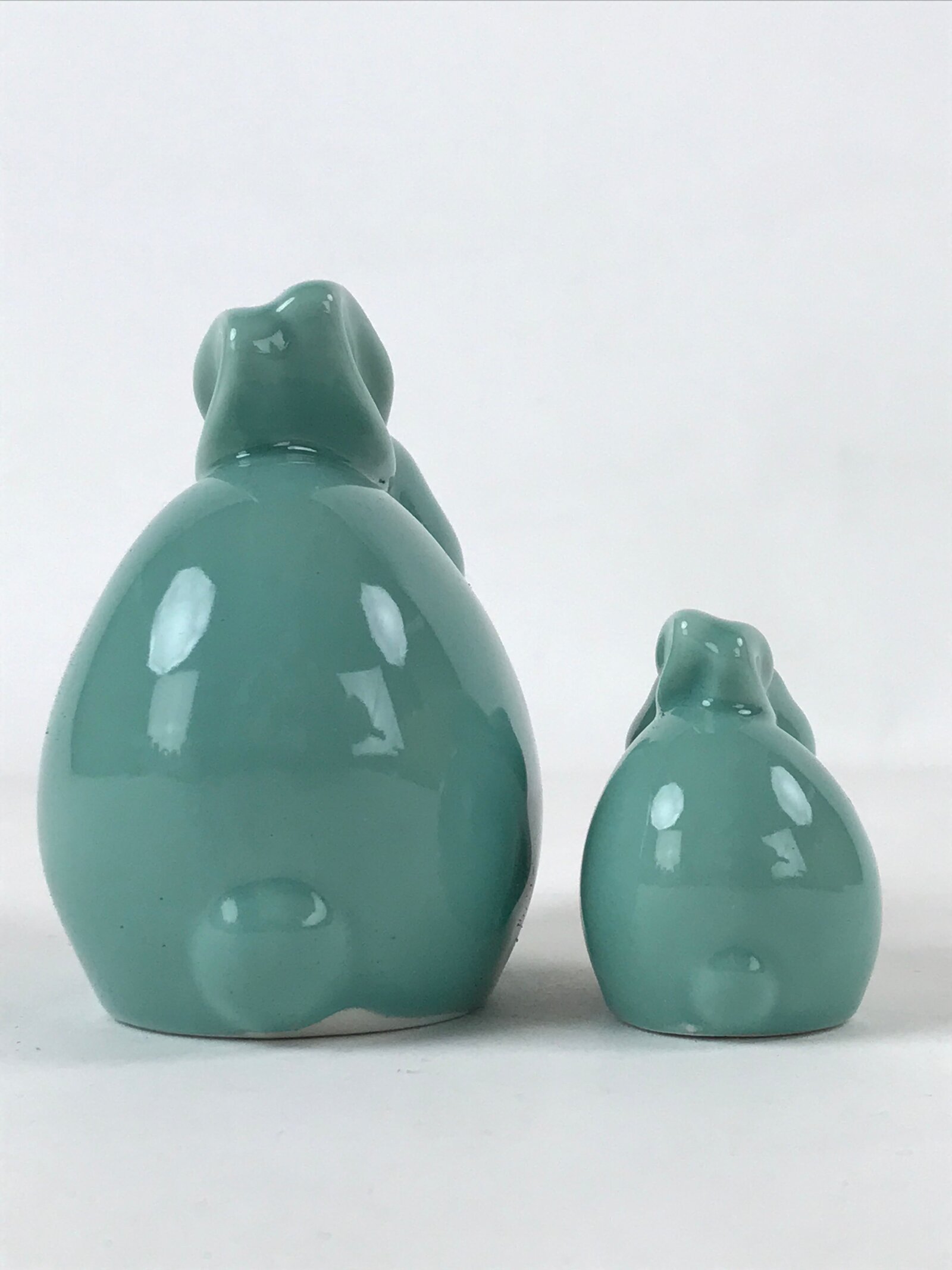 Japanese Ceramic Rabbit Doll Green Set Folding Screen Zodiac Decoration PX714
