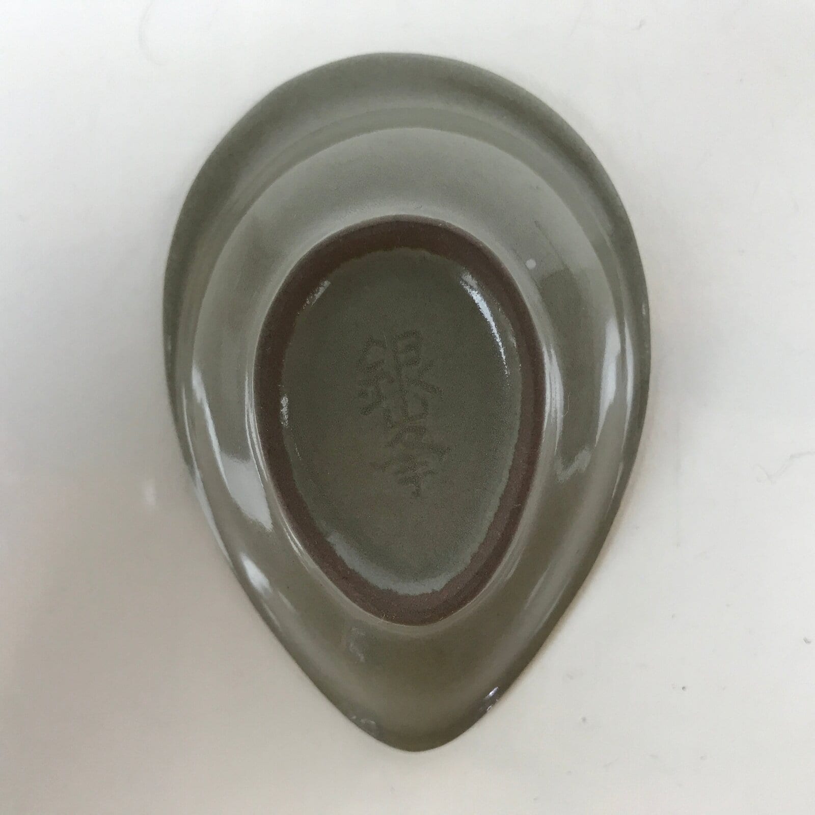 Japanese Ceramic Renge Spoon W/Stand Vtg Nabe Ramen Noodle Soup Gray PY877