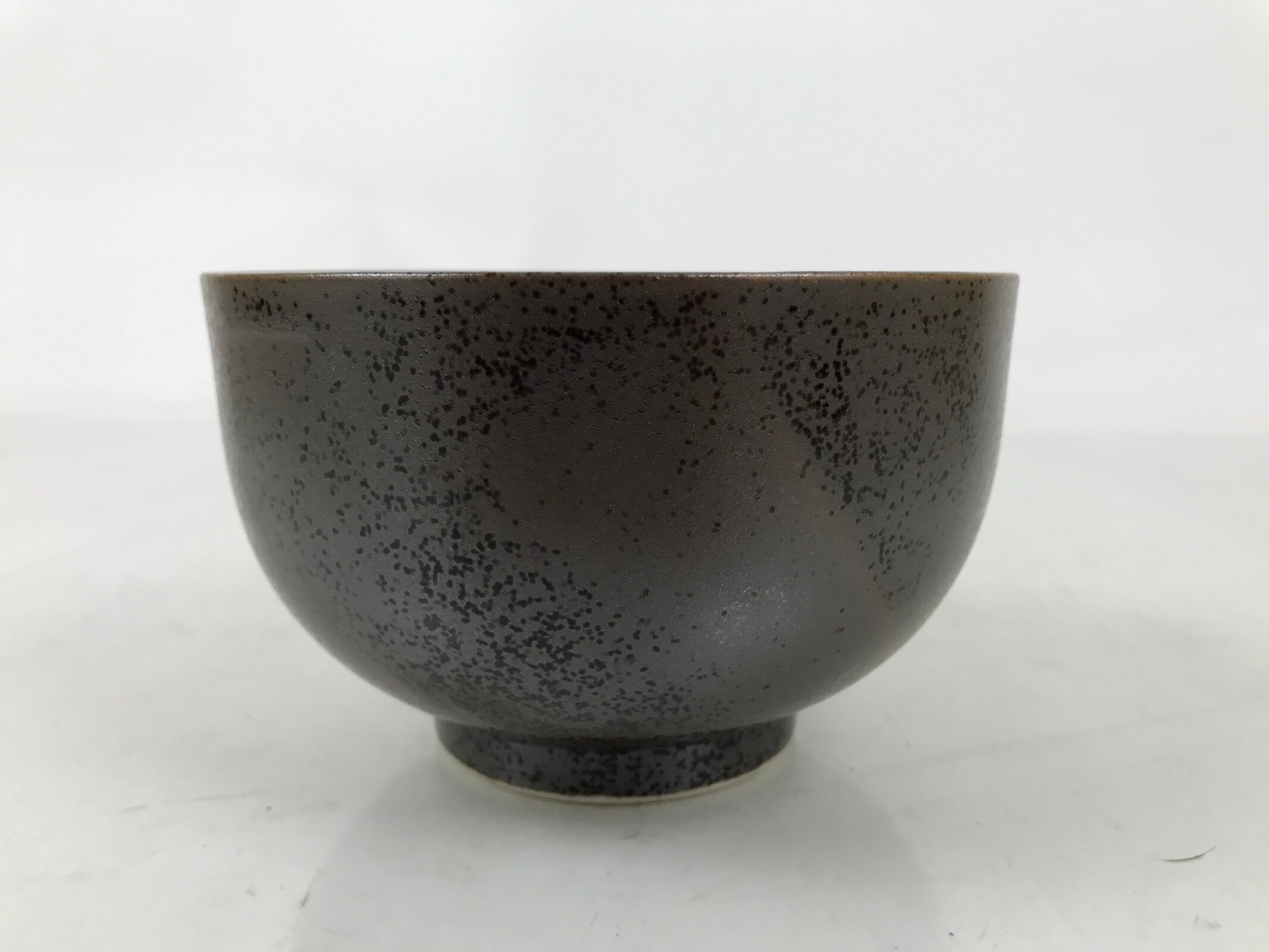 Japanese Ceramic Rice Bowl Donburi Dish Vtg Tenmoku Spot Pattern Leaf Brown Y427