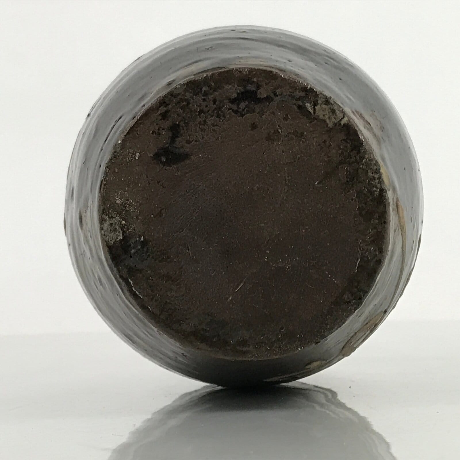 Japanese Ceramic Sake Bottle Kayoi-Tokkuri Vtg Beige Kanji Dark Brown TS742