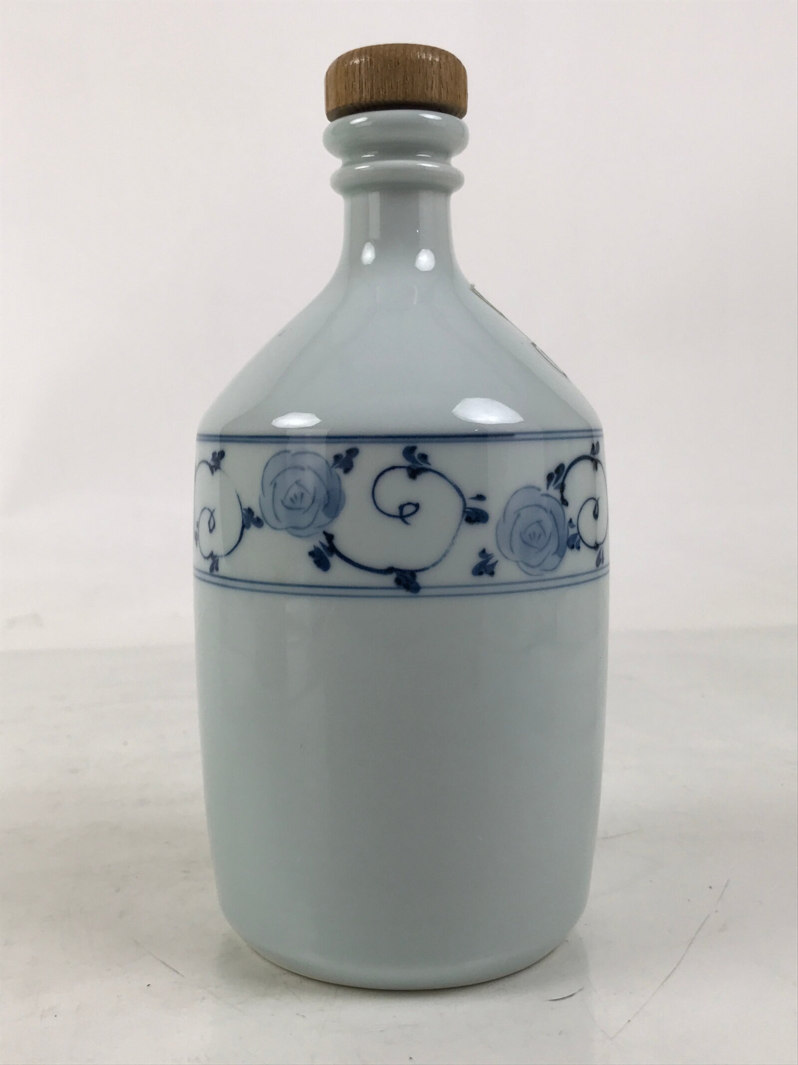 Japanese Ceramic Sake Bottle Kayoi-Tokkuri Vtg Beniotome Shochu Blue White TS795