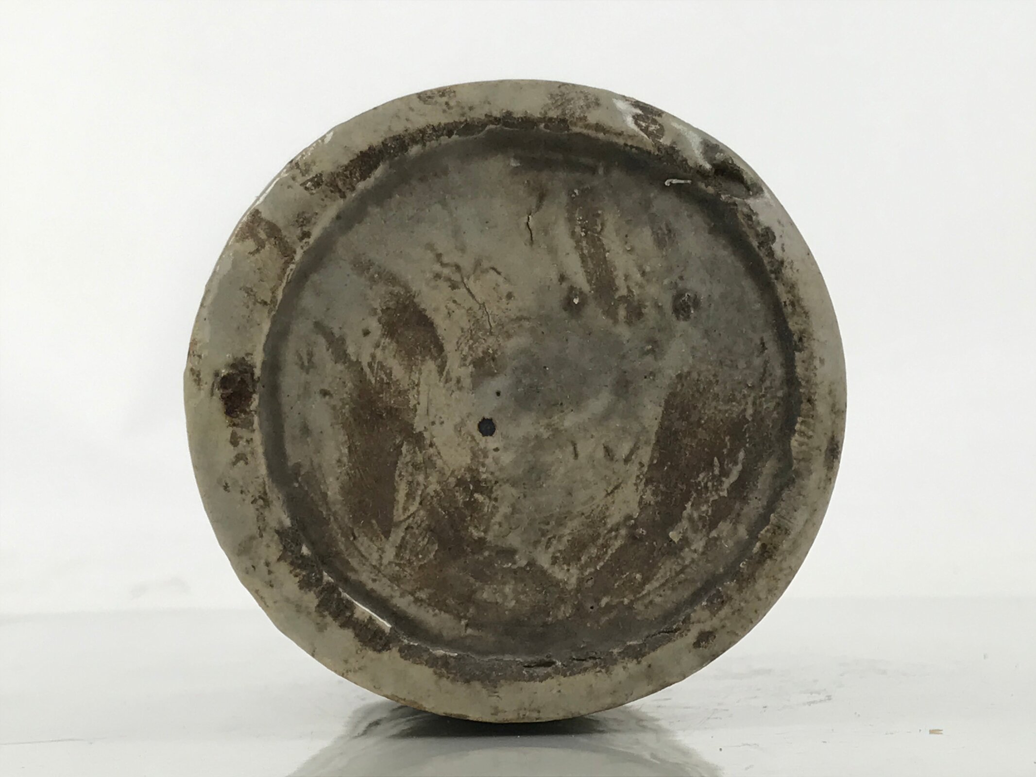 Japanese Ceramic Sake Bottle Kayoi-Tokkuri Vtg Fujiiya Gray Black W/ Cork TS794