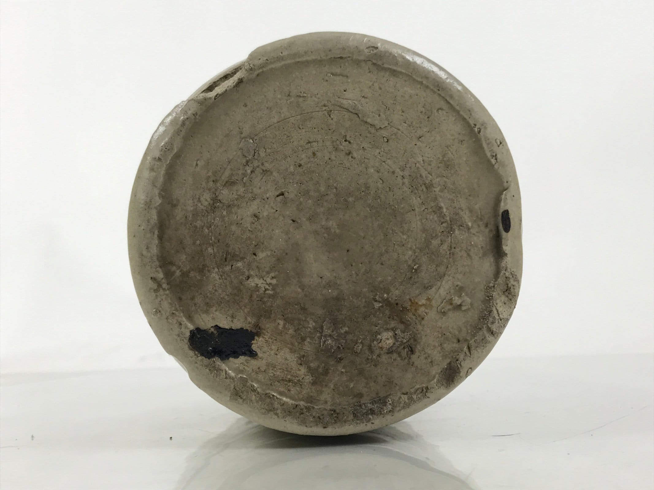 Japanese Ceramic Sake Bottle Kayoi-Tokkuri Vtg Gray Black Kanji TS788