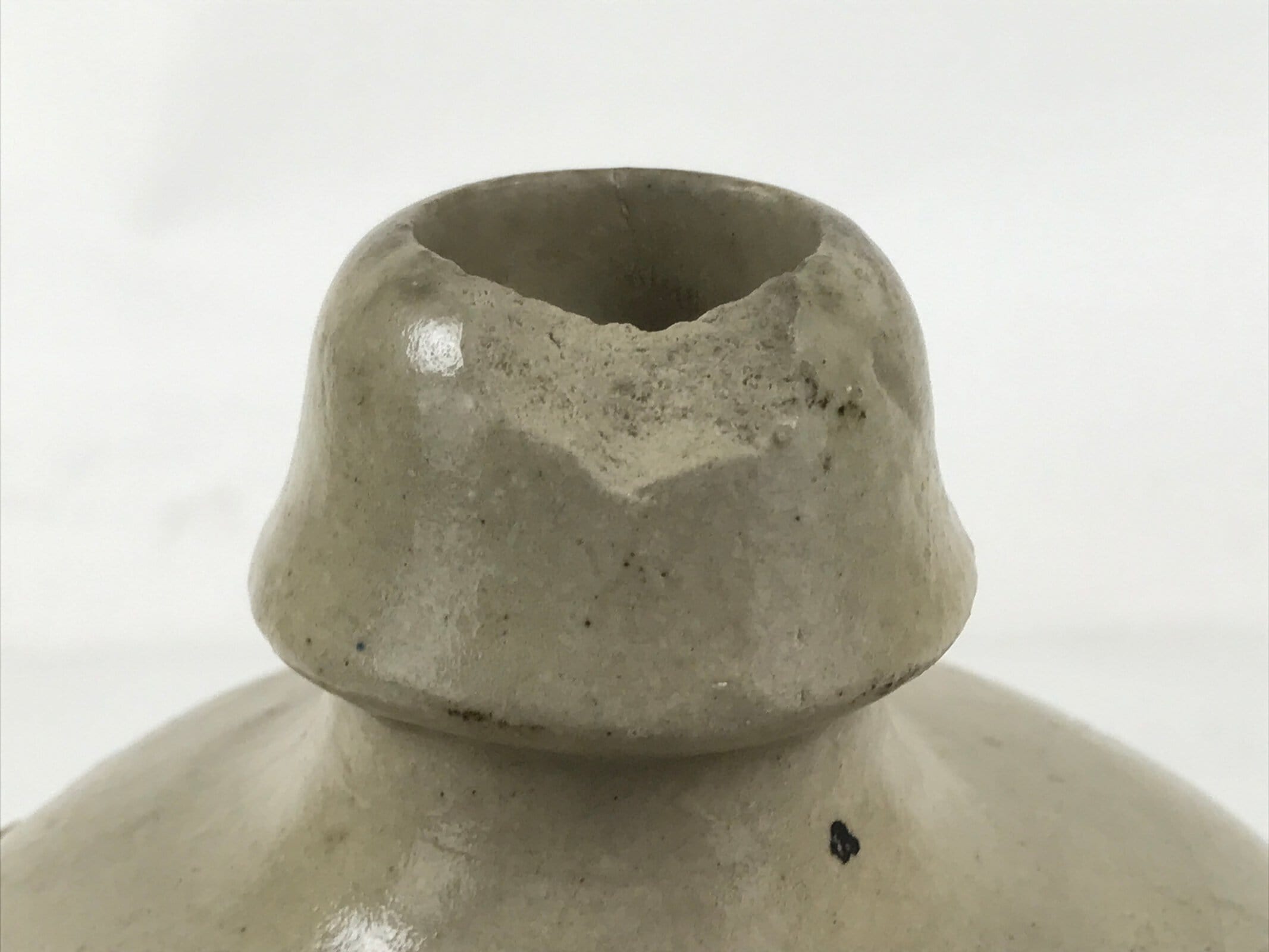 Japanese Ceramic Sake Bottle Kayoi-Tokkuri Vtg Gray Black Kanji TS788