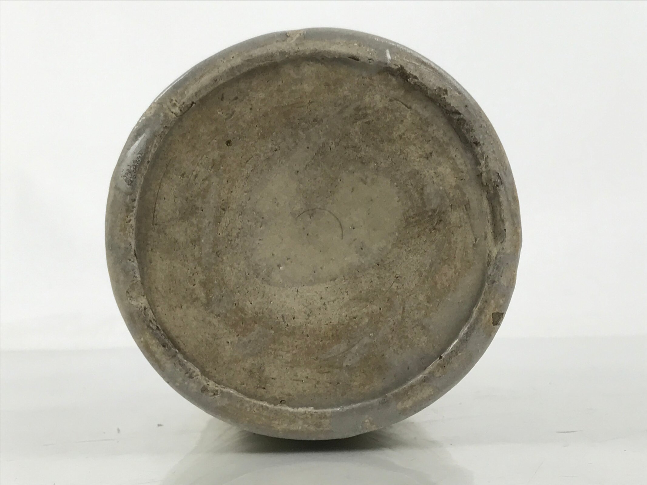 Japanese Ceramic Sake Bottle Kayoi-Tokkuri Vtg Gray Black Kanji TS789