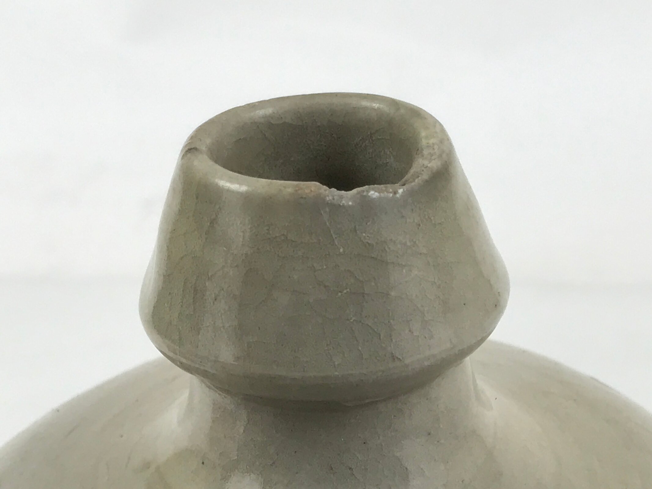 Japanese Ceramic Sake Bottle Kayoi-Tokkuri Vtg Gray Black Kanji TS789