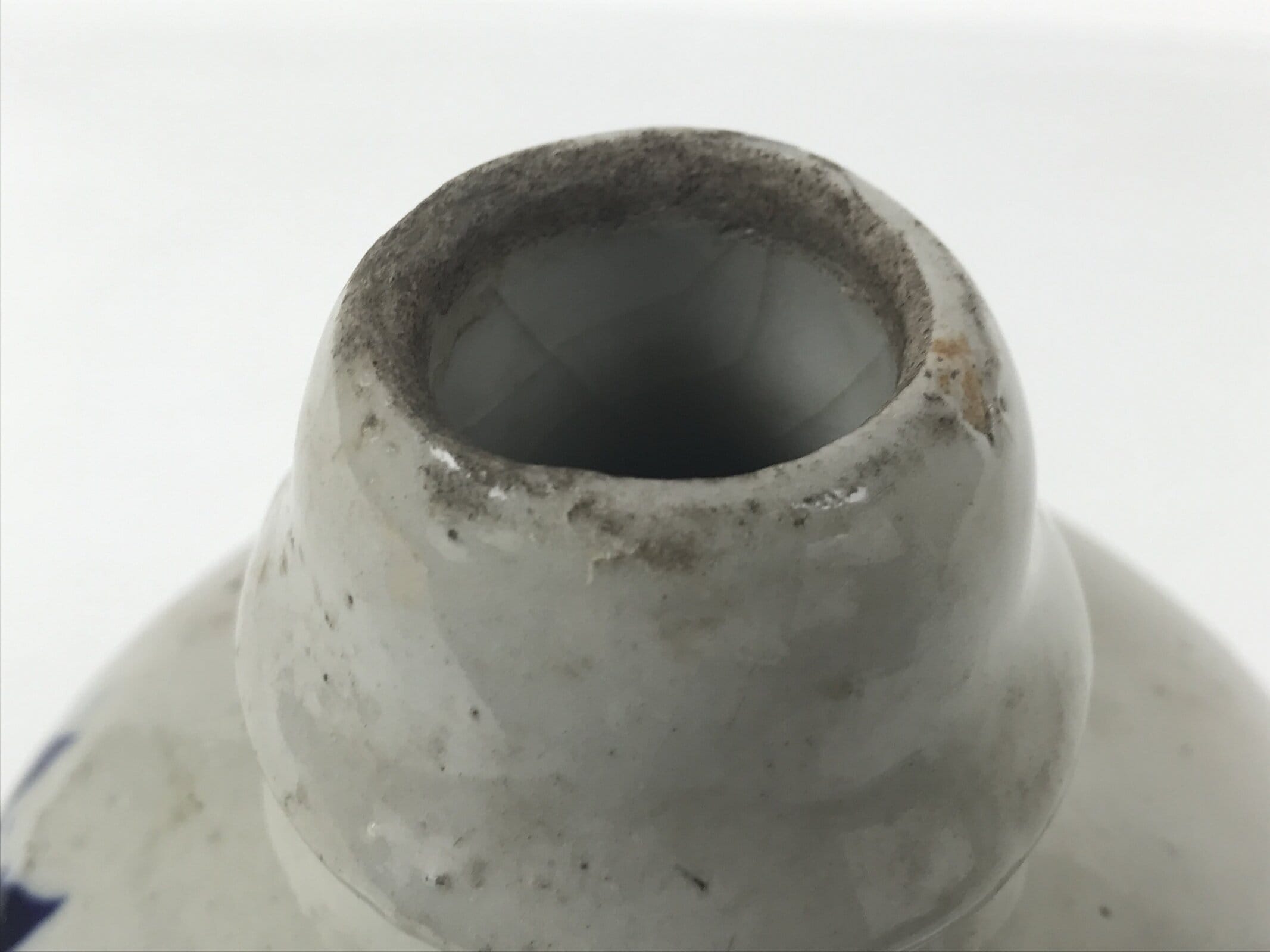 Japanese Ceramic Sake Bottle Kayoi-Tokkuri Vtg Gray Blue Kanji Toyokawa TS909