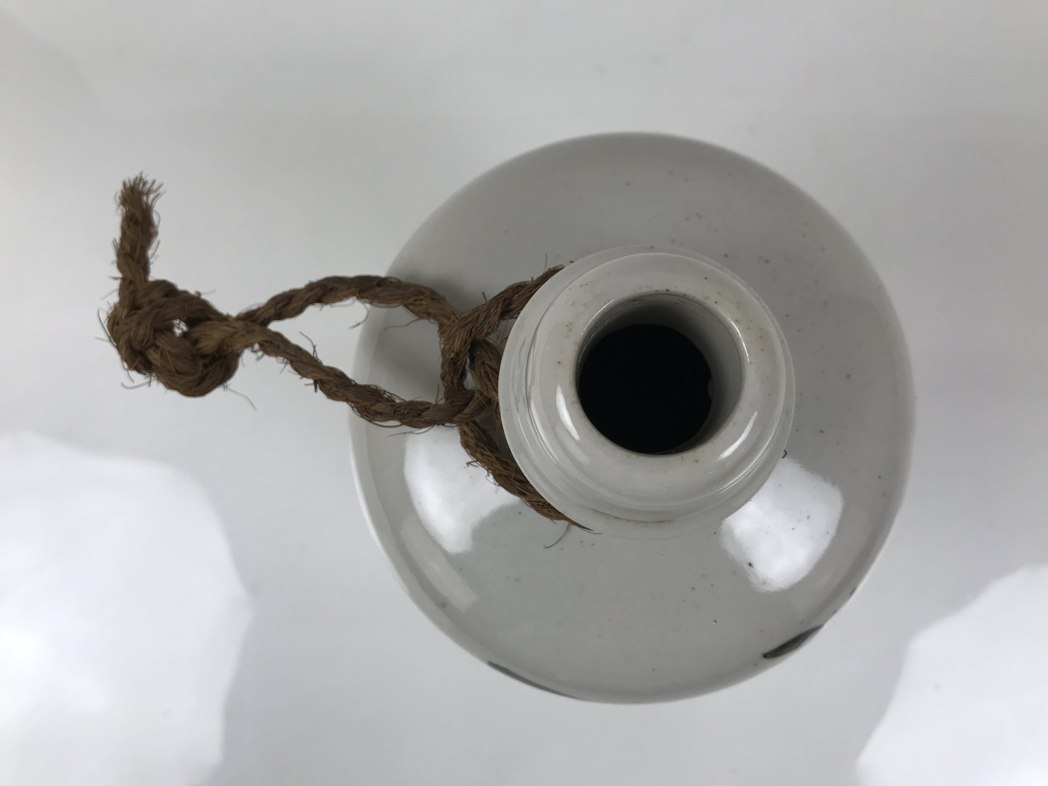 Japanese Ceramic Sake Bottle Kayoi-Tokkuri Vtg Gray Brown Kanji Sansha TS897