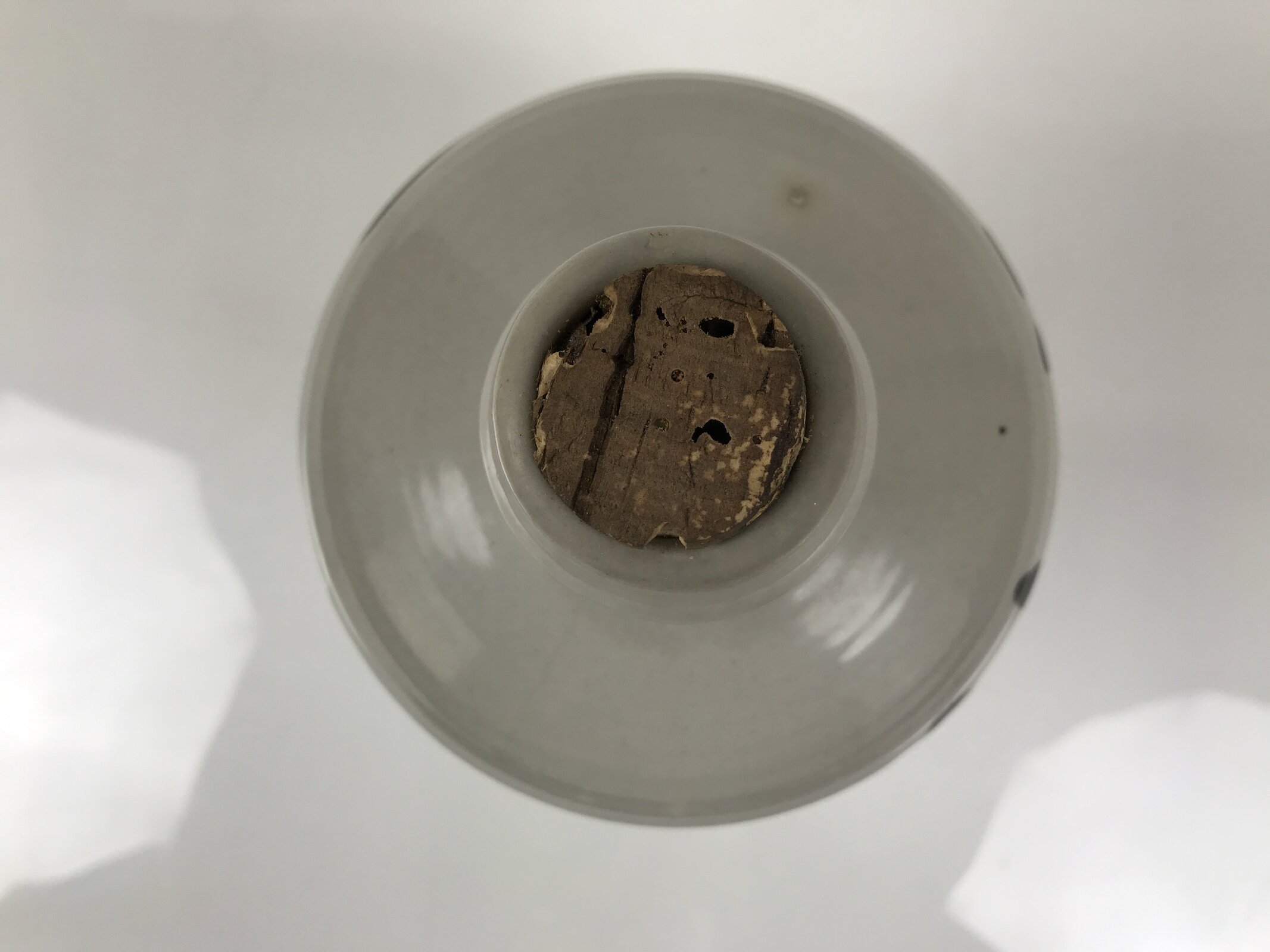 Japanese Ceramic Sake Bottle Kayoi-Tokkuri Vtg Gray Brown Kanji Sekisui TS898