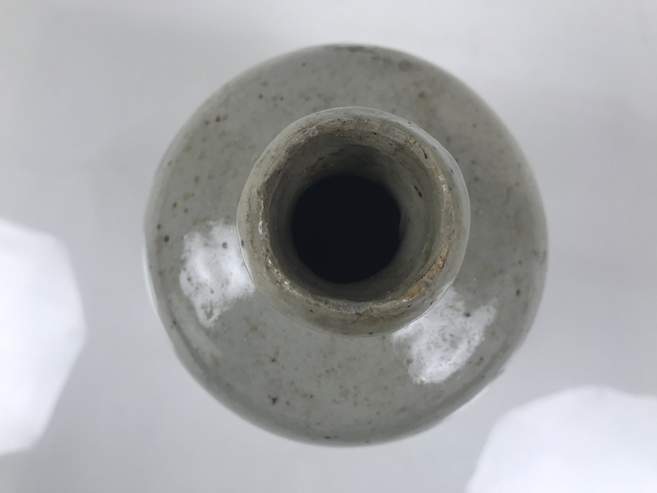 Japanese Ceramic Sake Bottle Kayoi-Tokkuri Vtg Gray Brown Kanji Tsudaya TS913