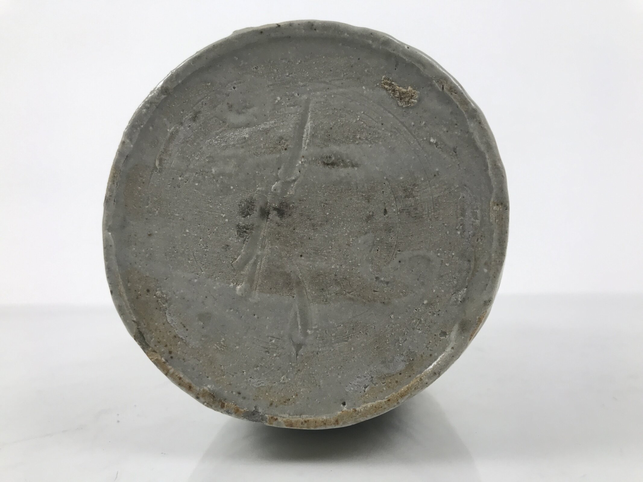 Japanese Ceramic Sake Bottle Kayoi-Tokkuri Vtg Gray Brown Kanji Tsudaya TS913