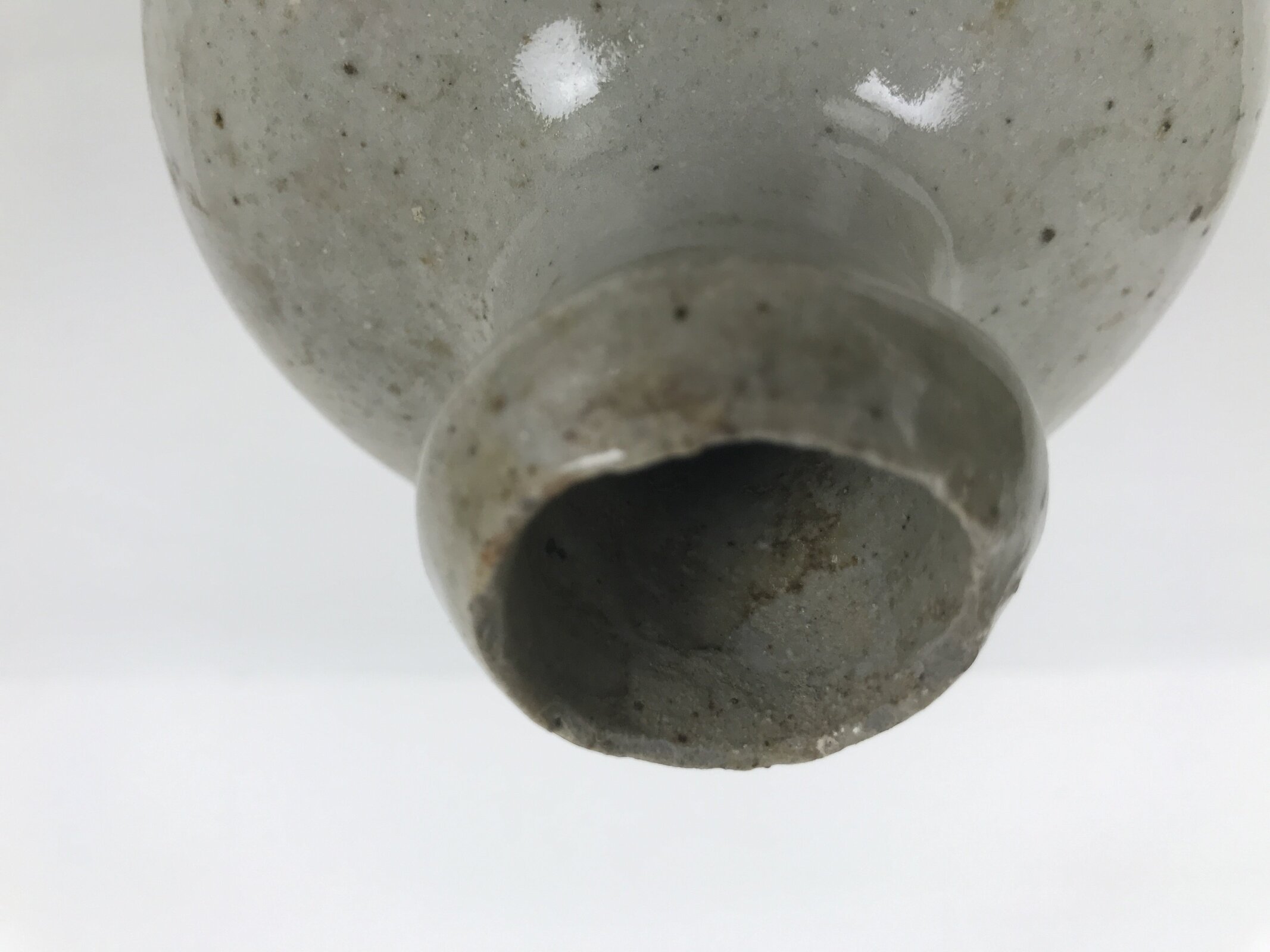 Japanese Ceramic Sake Bottle Kayoi-Tokkuri Vtg Gray Brown Kanji Tsudaya TS913