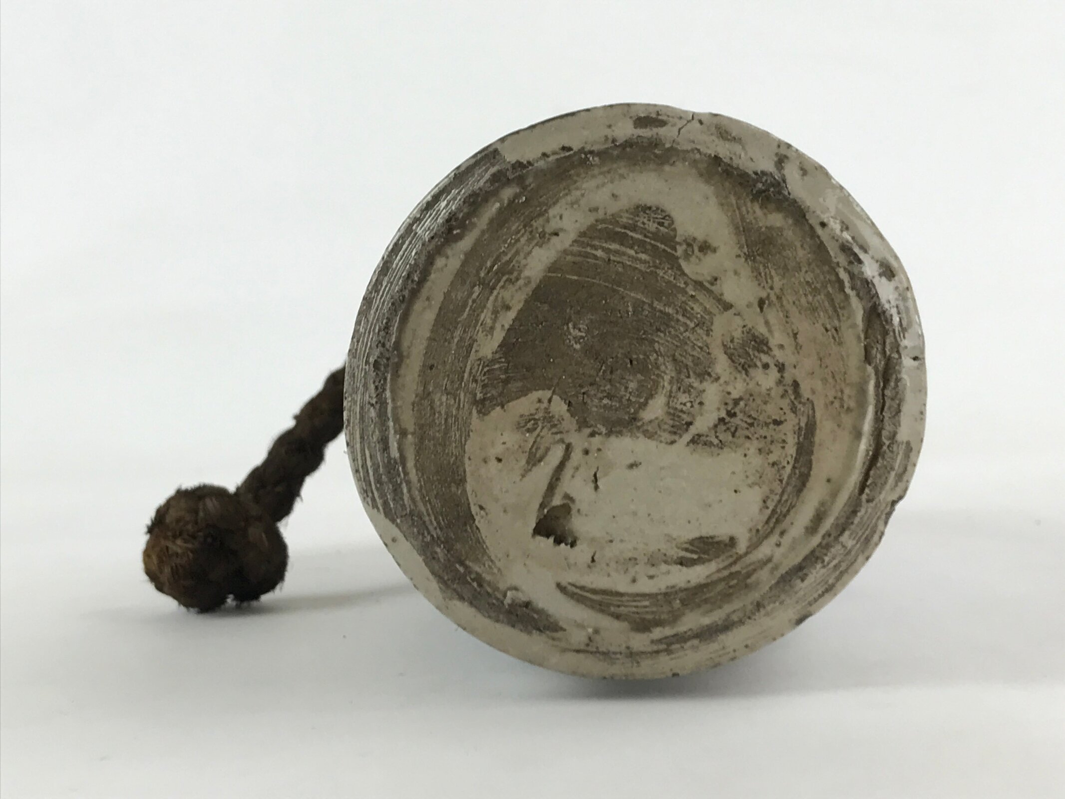 Japanese Ceramic Sake Bottle Kayoi-Tokkuri Vtg Gray Hand-Written Kanji TS557