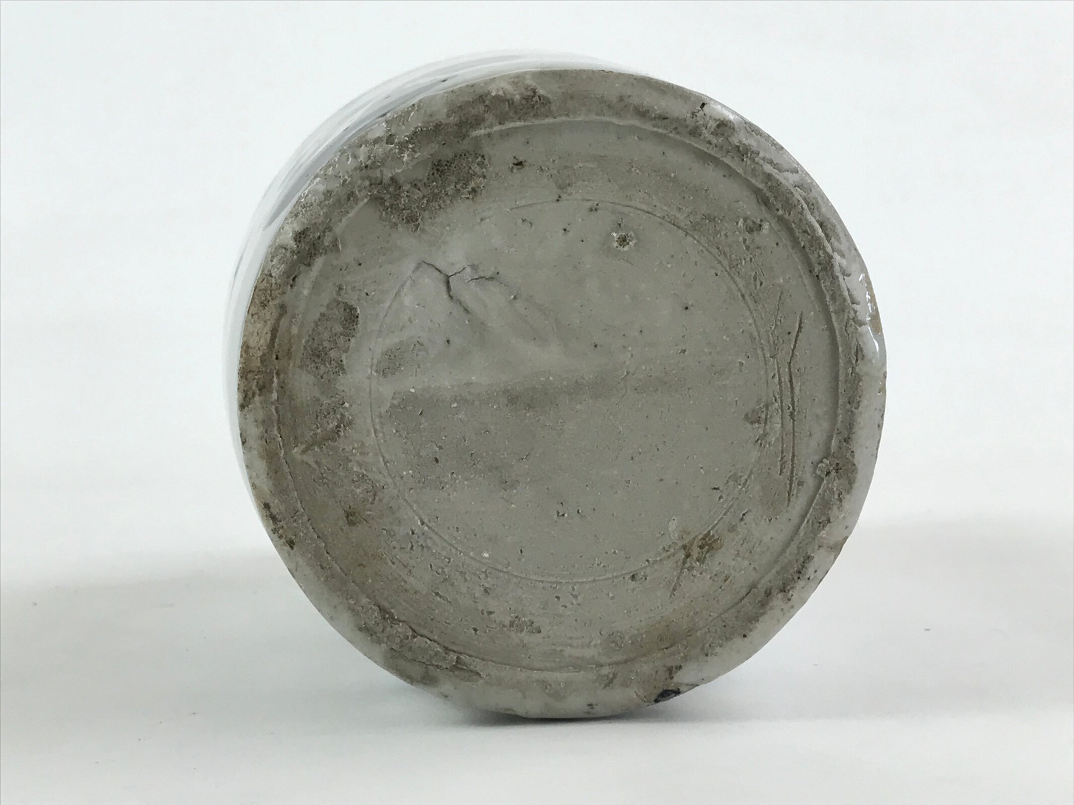 Japanese Ceramic Sake Bottle Kayoi-Tokkuri Vtg Gray Hand-Written Kanji TS558