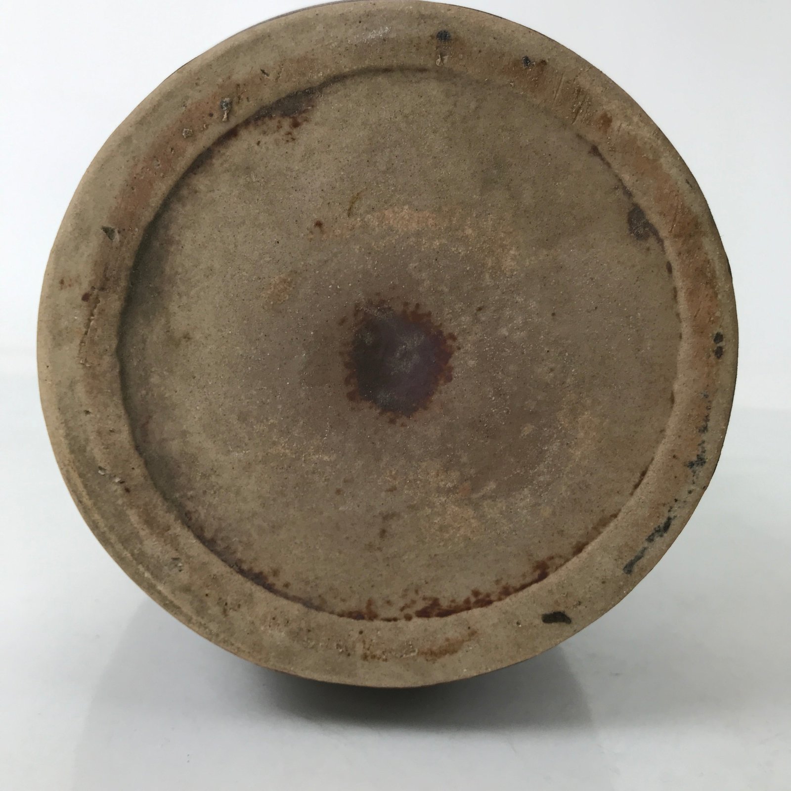 Japanese Ceramic Sake Bottle Kayoi-Tokkuri Vtg Pearly Brown Blue Kanji TS775