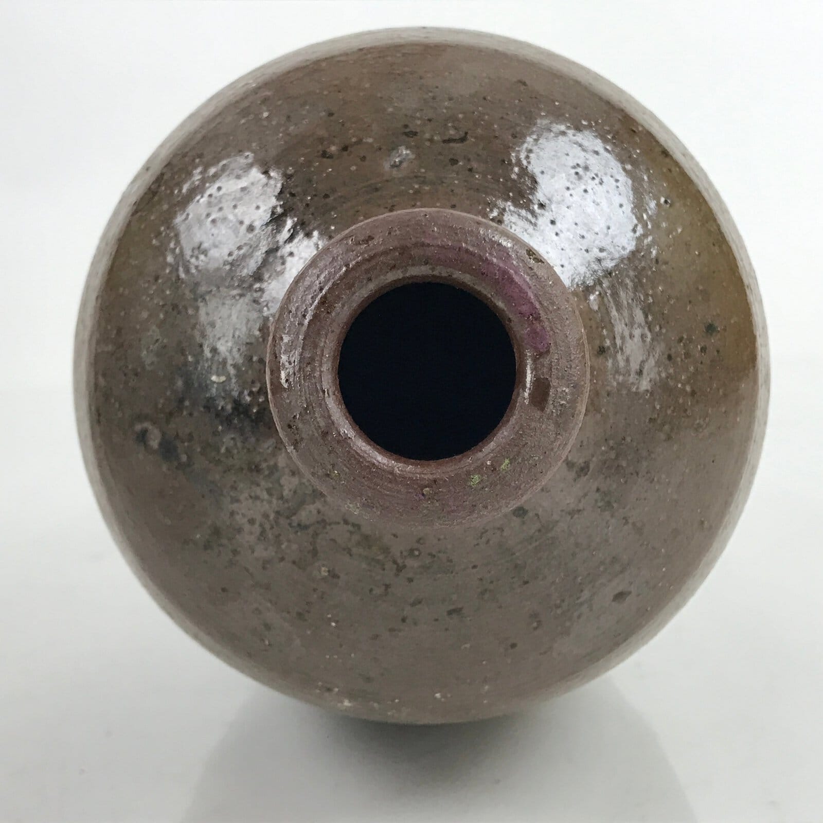 Japanese Ceramic Sake Bottle Kayoi-Tokkuri Vtg Simple Blank Dark Brown TS745