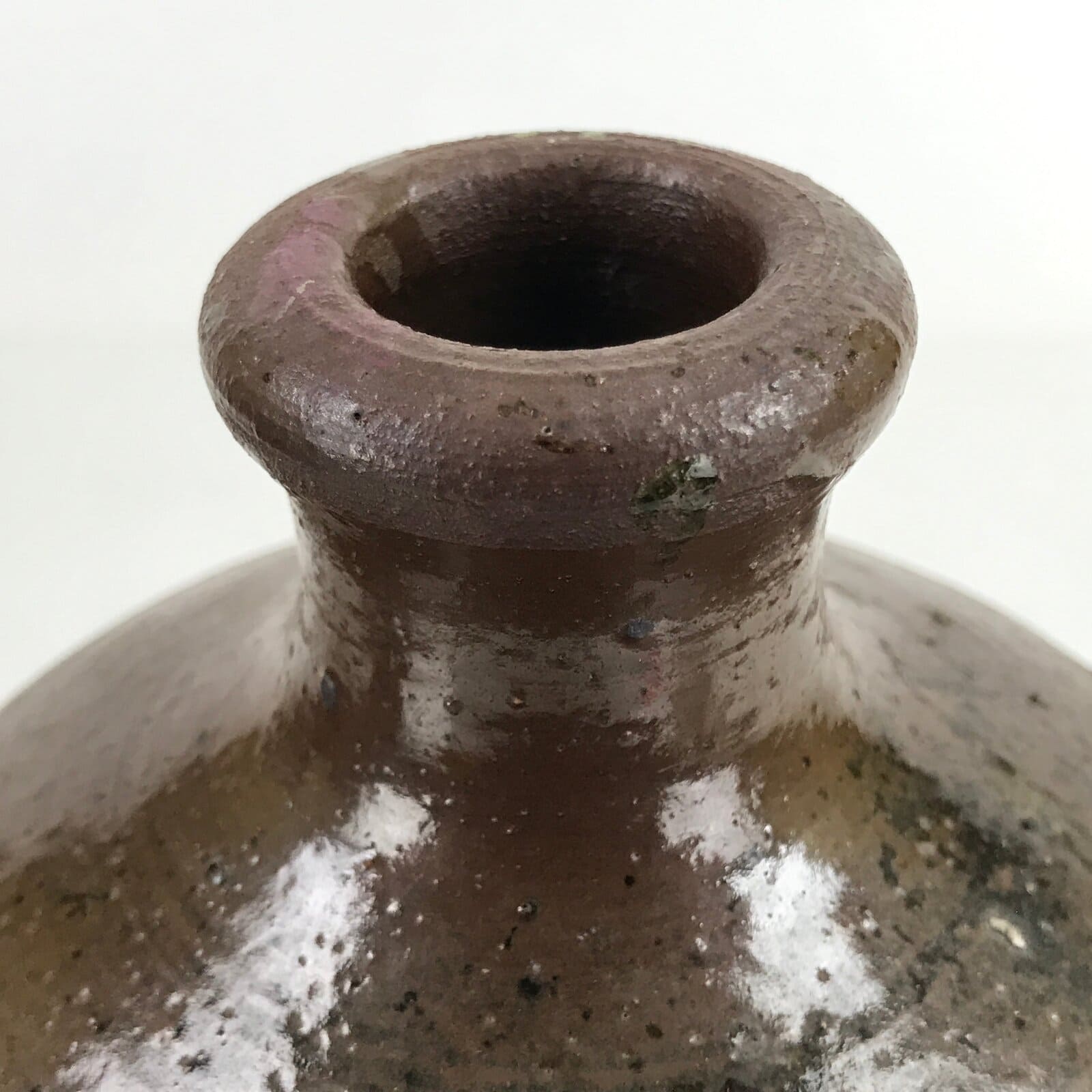 Japanese Ceramic Sake Bottle Kayoi-Tokkuri Vtg Simple Blank Dark Brown TS745