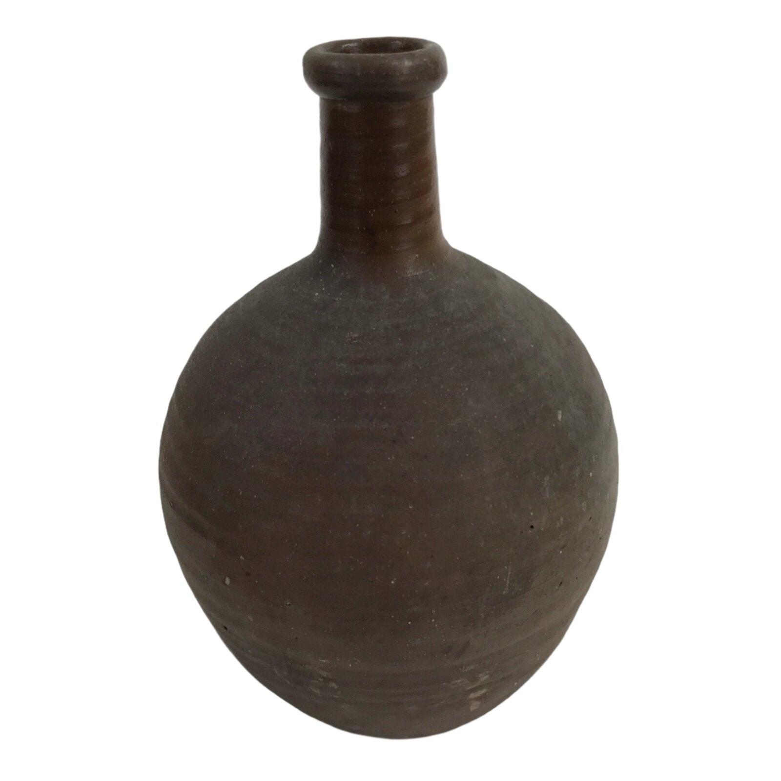 Japanese Ceramic Sake Bottle Kayoi-Tokkuri Vtg Small Simple Dark Brown TS743