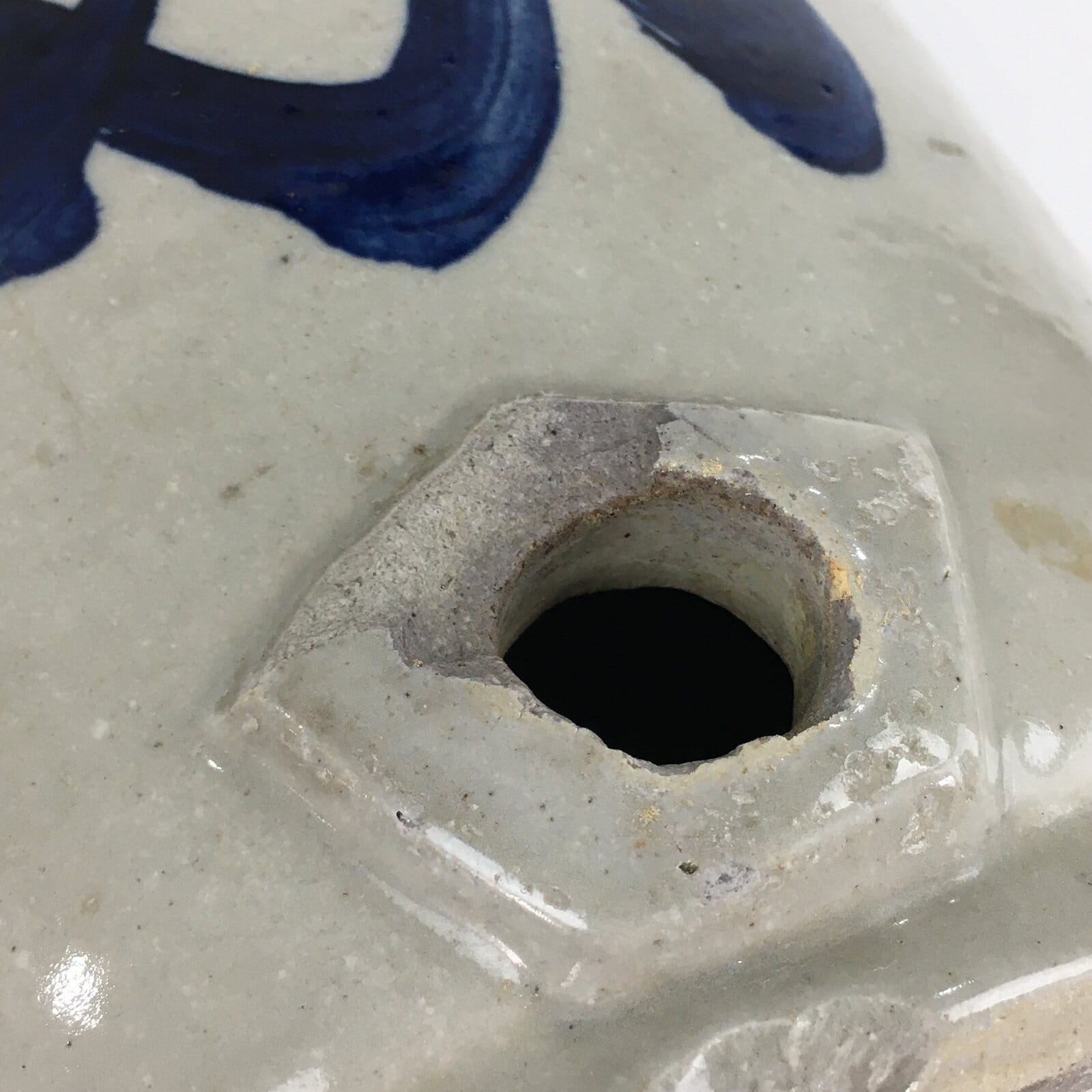 Japanese Ceramic Sake Bottle Tokkuri Vtg Pottery Gray Hand-Written Kanji TS407