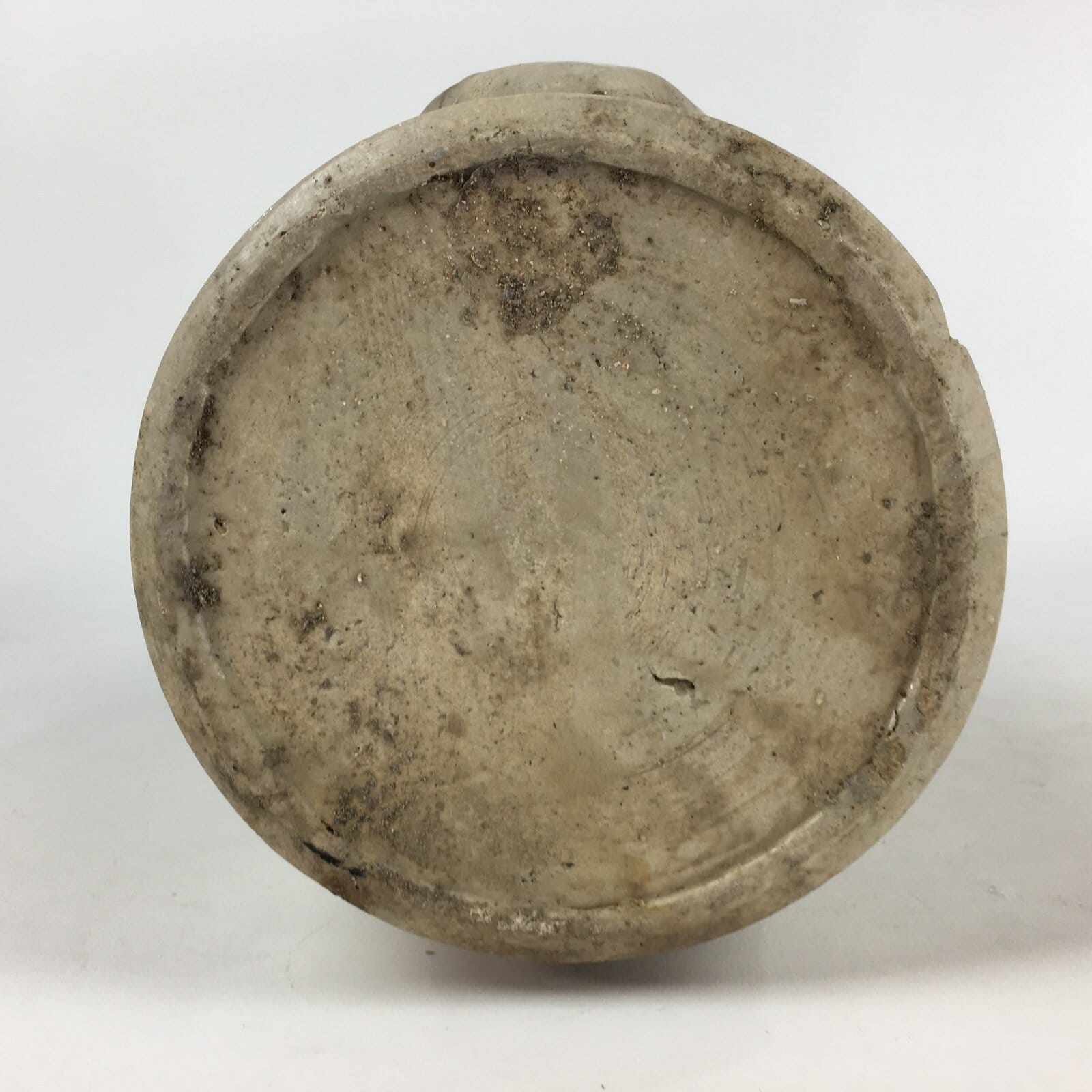 Japanese Ceramic Sake Bottle Tokkuri Vtg Pottery Gray Hand-Written Kanji TS409