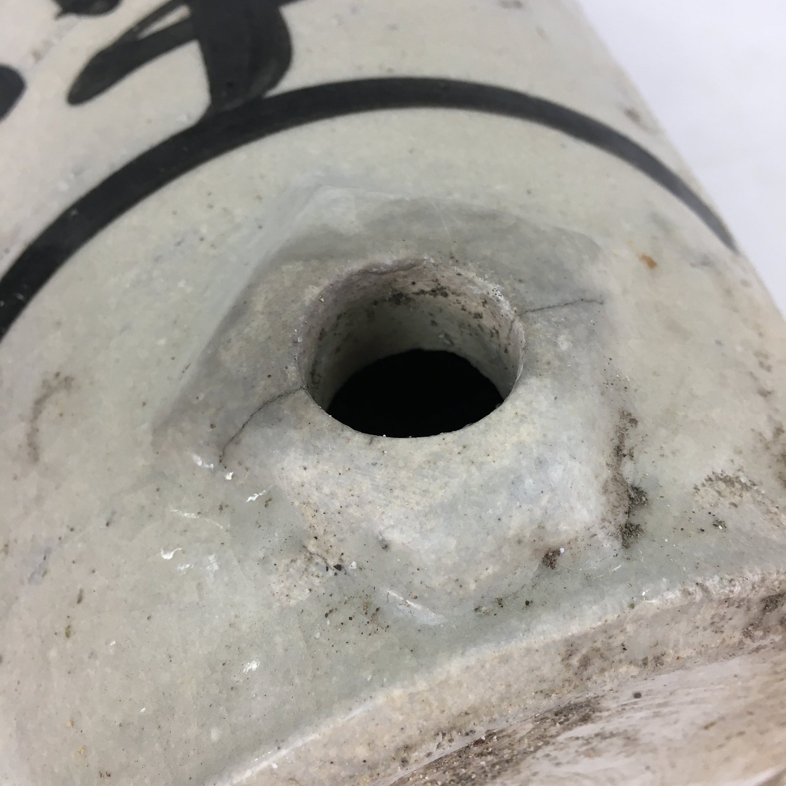 Japanese Ceramic Sake Bottle Tokkuri Vtg Pottery Gray Hand-Written Kanji TS409