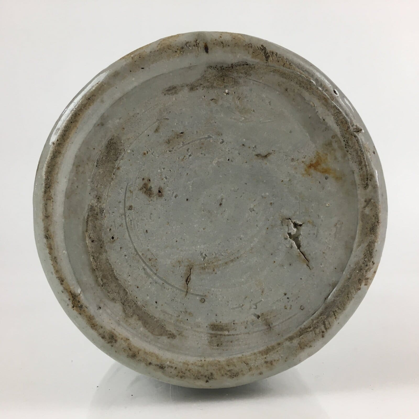 Japanese Ceramic Sake Bottle Tokkuri Vtg Pottery Gray Hand-Written Kanji TS423