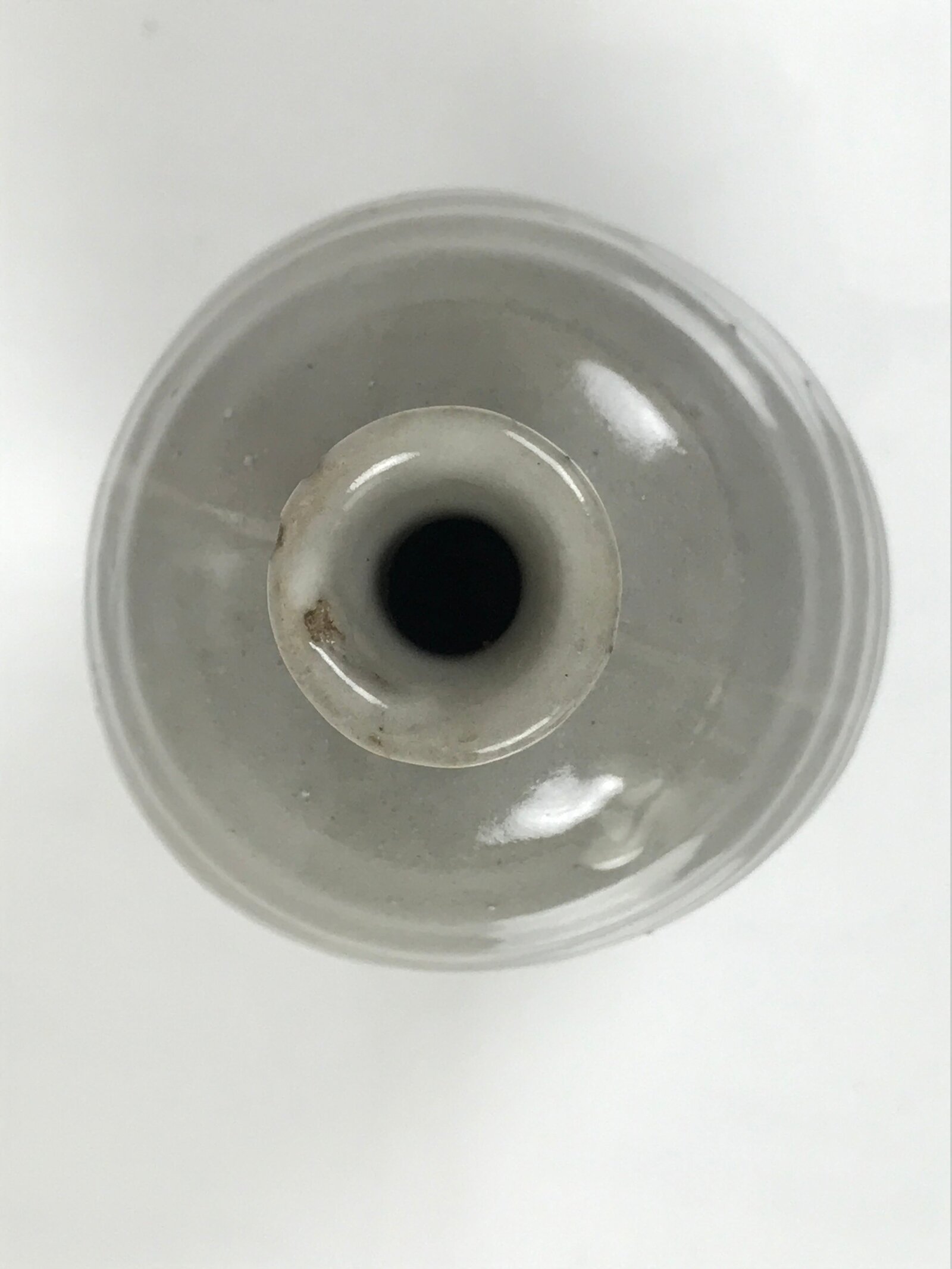 Japanese Ceramic Sake Bottle Tokkuri Vtg Pottery Kayoi Simple Gray Banded TS837