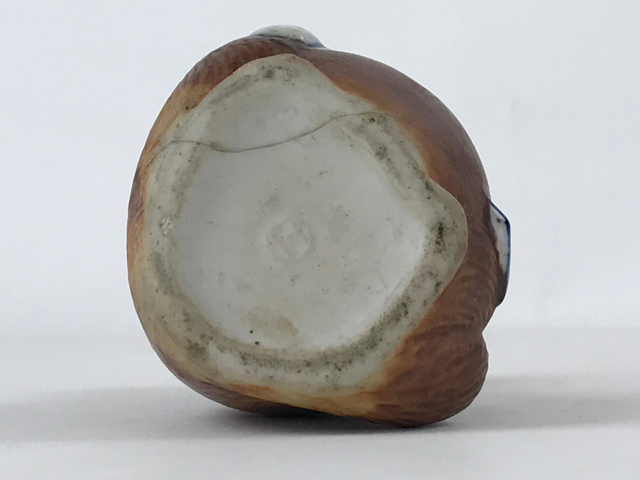 Japanese Ceramic Sake Bottle Tokkuri Vtg Tanuki Raccoon Dog Brown White TS599