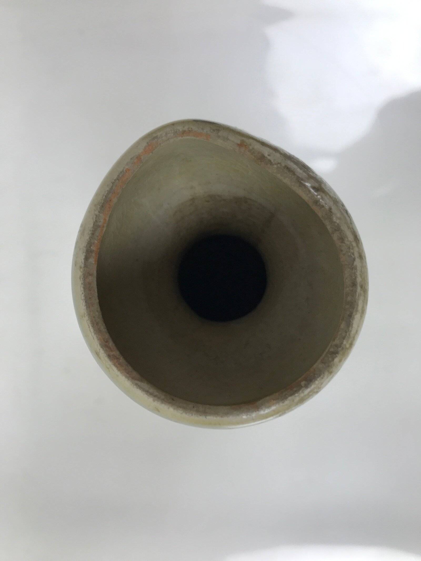 Japanese Ceramic Sake Bottle Vtg Kayoi-Tokkuri Gray Black Green Circles TS814