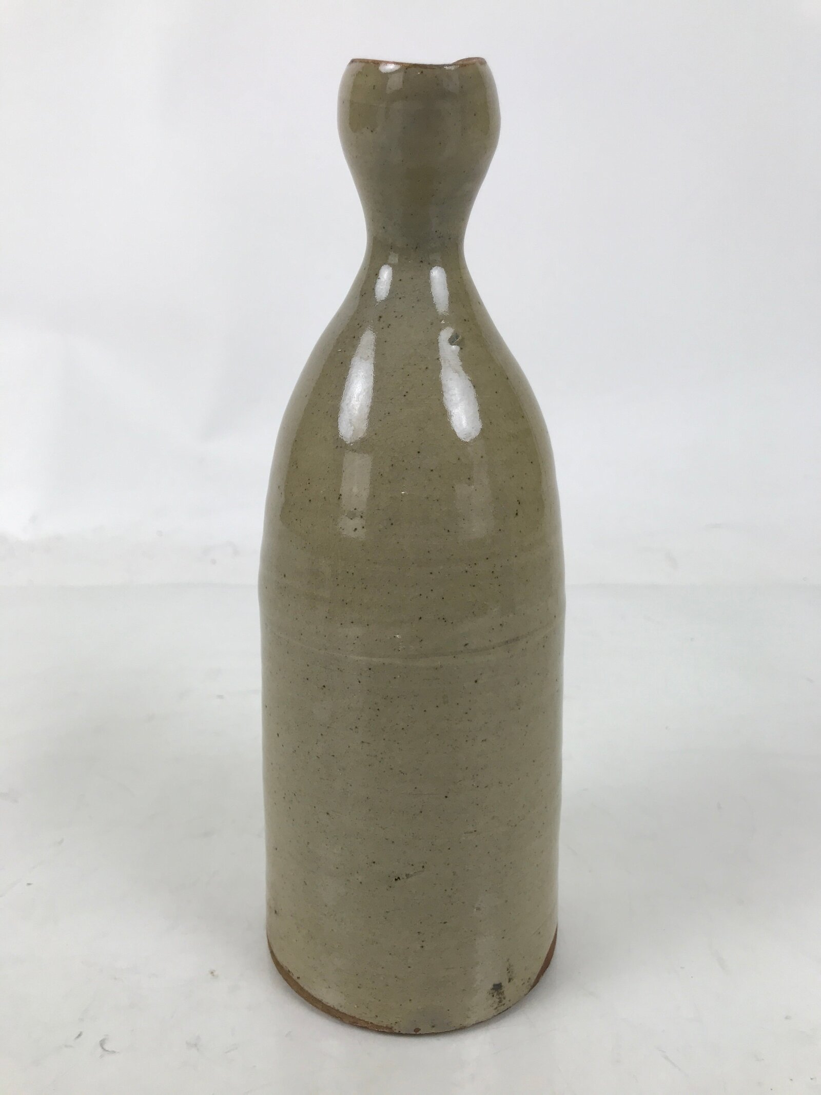 Japanese Ceramic Sake Bottle Vtg Kayoi-Tokkuri Gray Black Strokes Small TS815