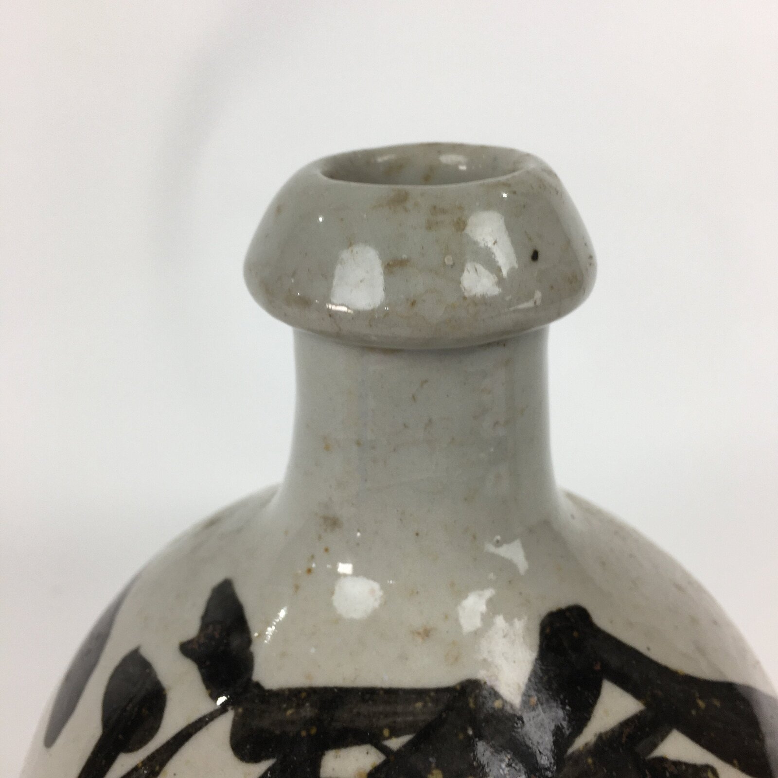 Japanese Ceramic Sake Bottle Vtg Kayoi Tokkuri Hand-Written Kanji TS309