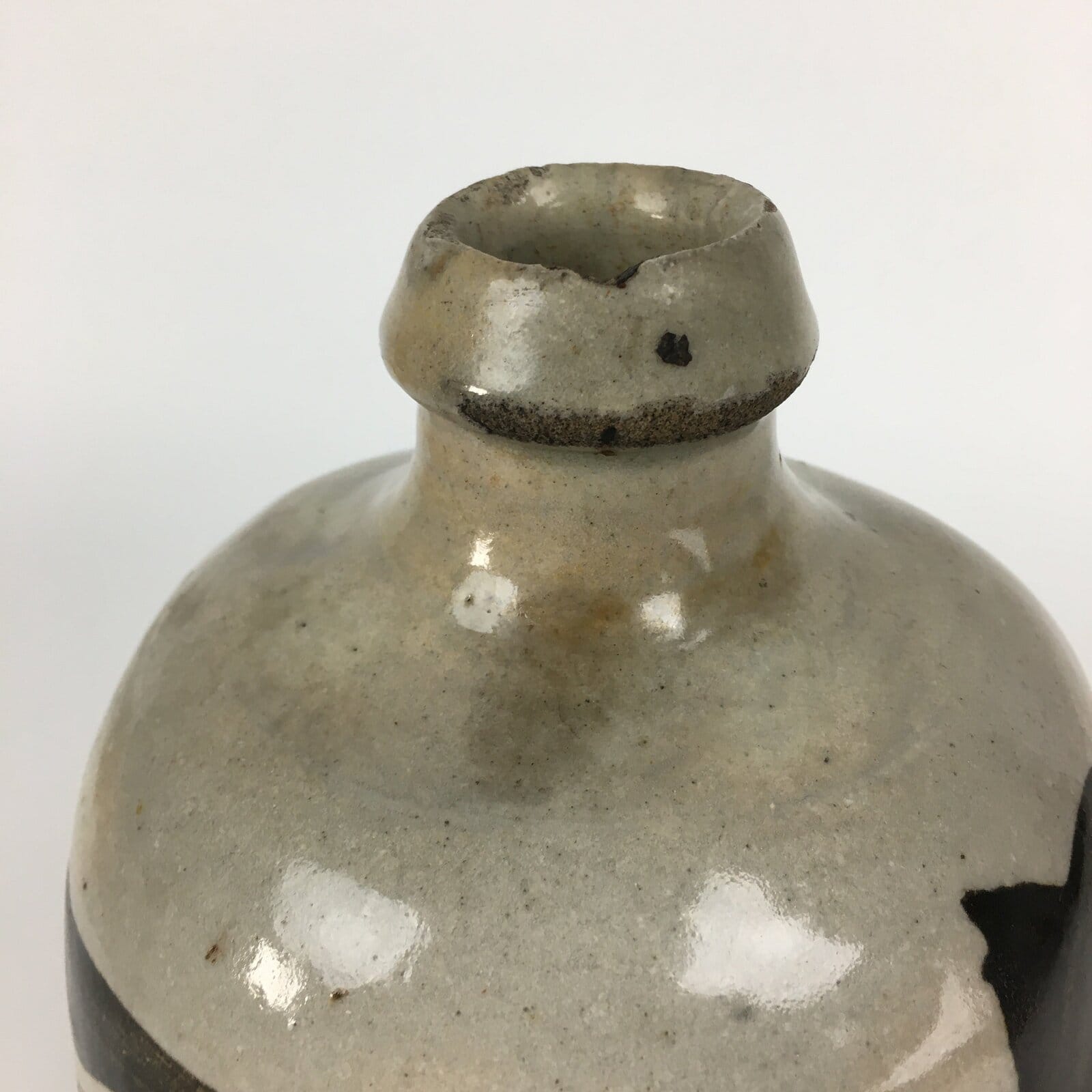 Japanese Ceramic Sake Bottle Vtg Kayoi Tokkuri Hand-Written Kanji TS311